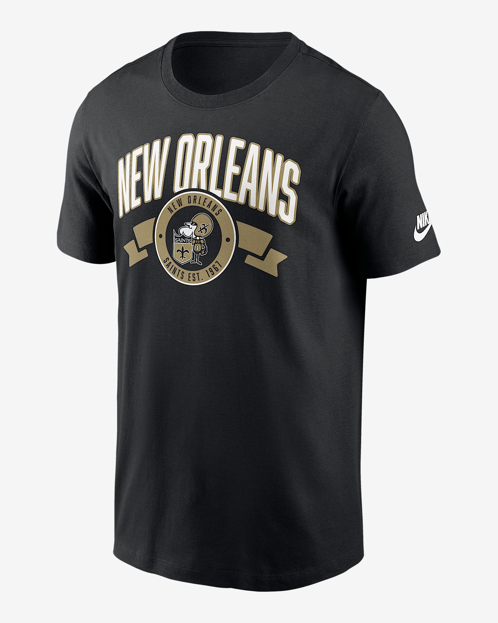 New Orleans Saints Rewind Front And Back Hit Essential Men's Nike NFL T-Shirt - Black