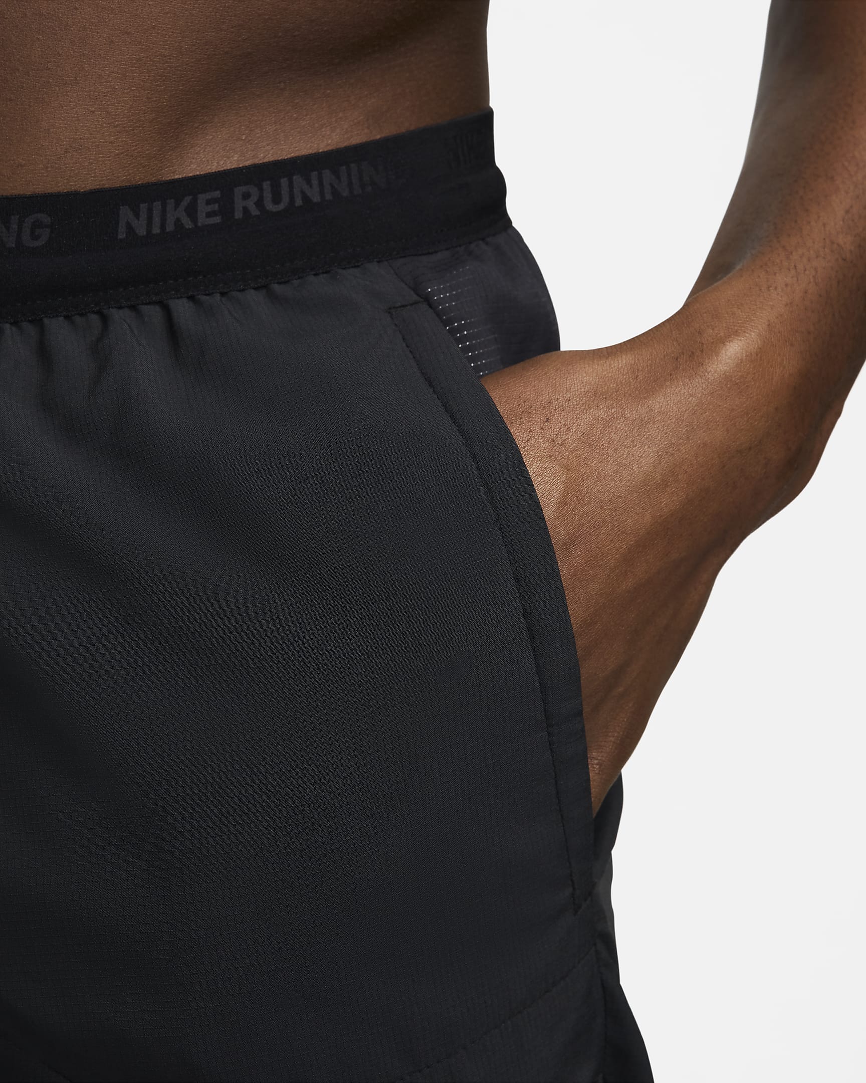 Shorts de correr de 13 cm con forro de ropa interior para hombre Nike Flex Stride Run Energy - Negro/Negro/Polvo fotón/Blanco