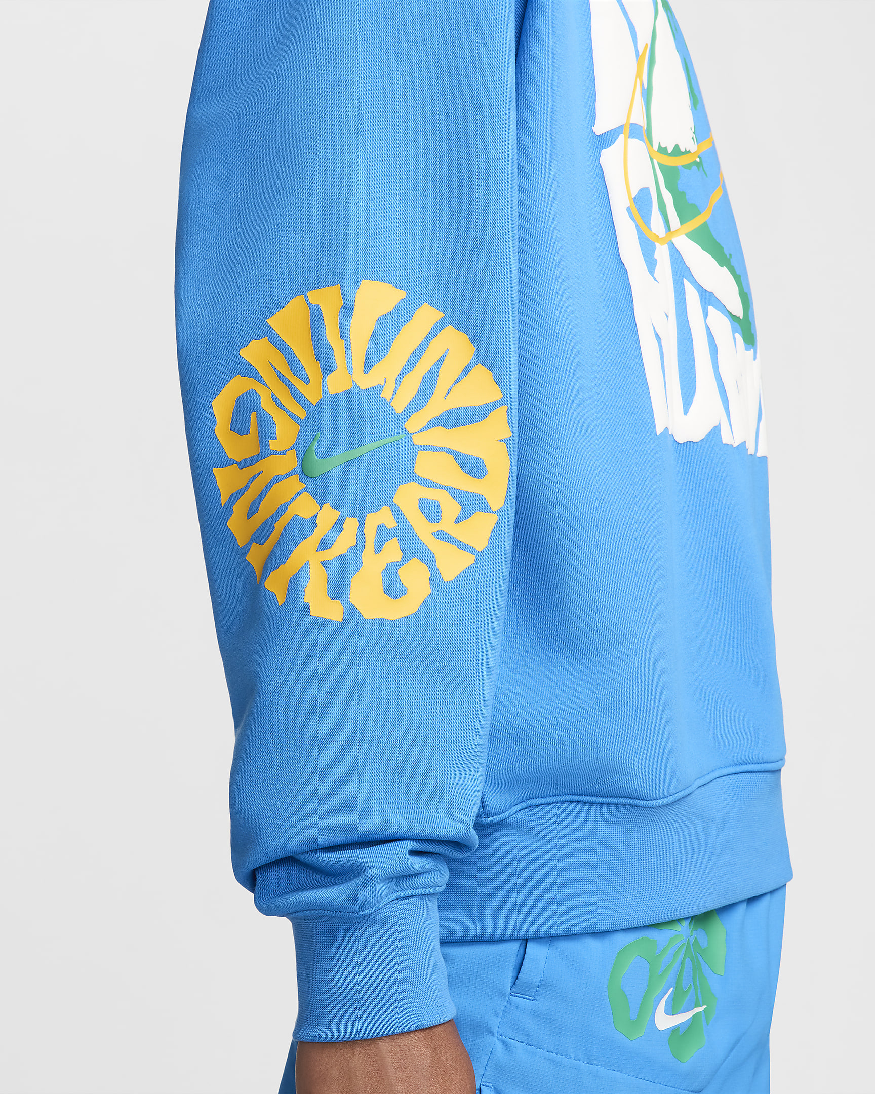 Nike Run Energy Dessuadora de running de coll rodó i teixit Fleece Dri-FIT - Home - Light Photo Blue/University Gold