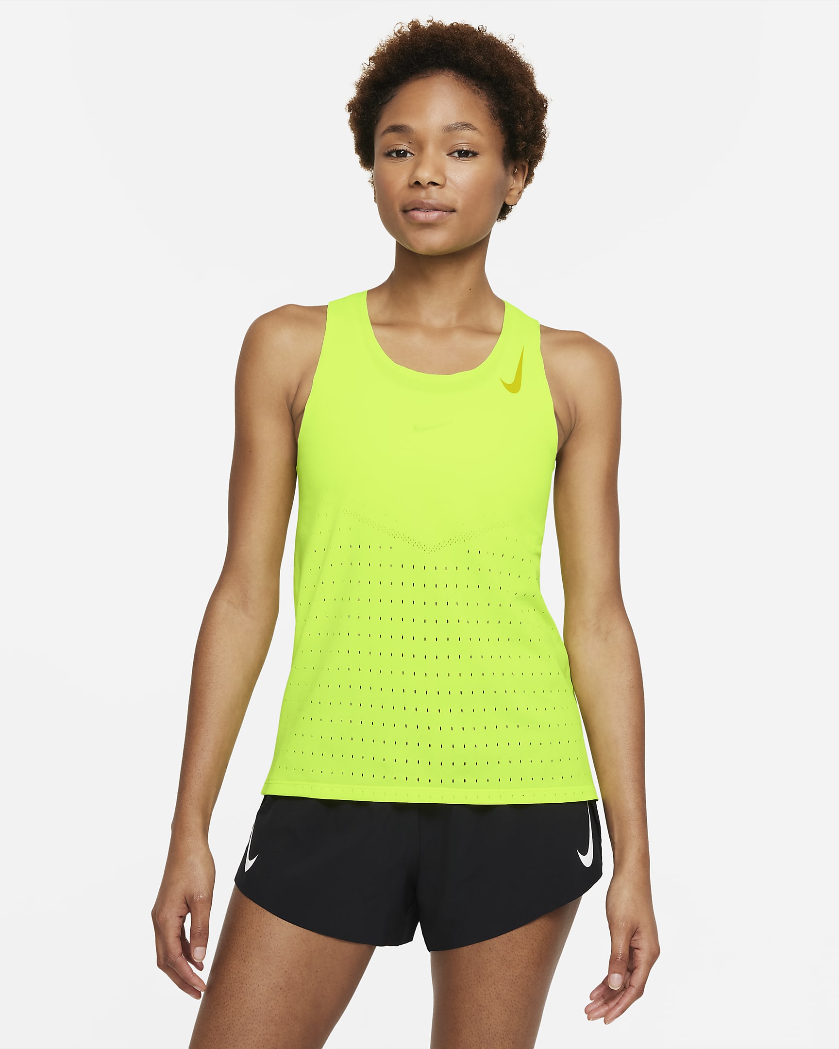 Camiseta sin mangas de running para mujer Nike AeroSwift - Volt/Limón brillante
