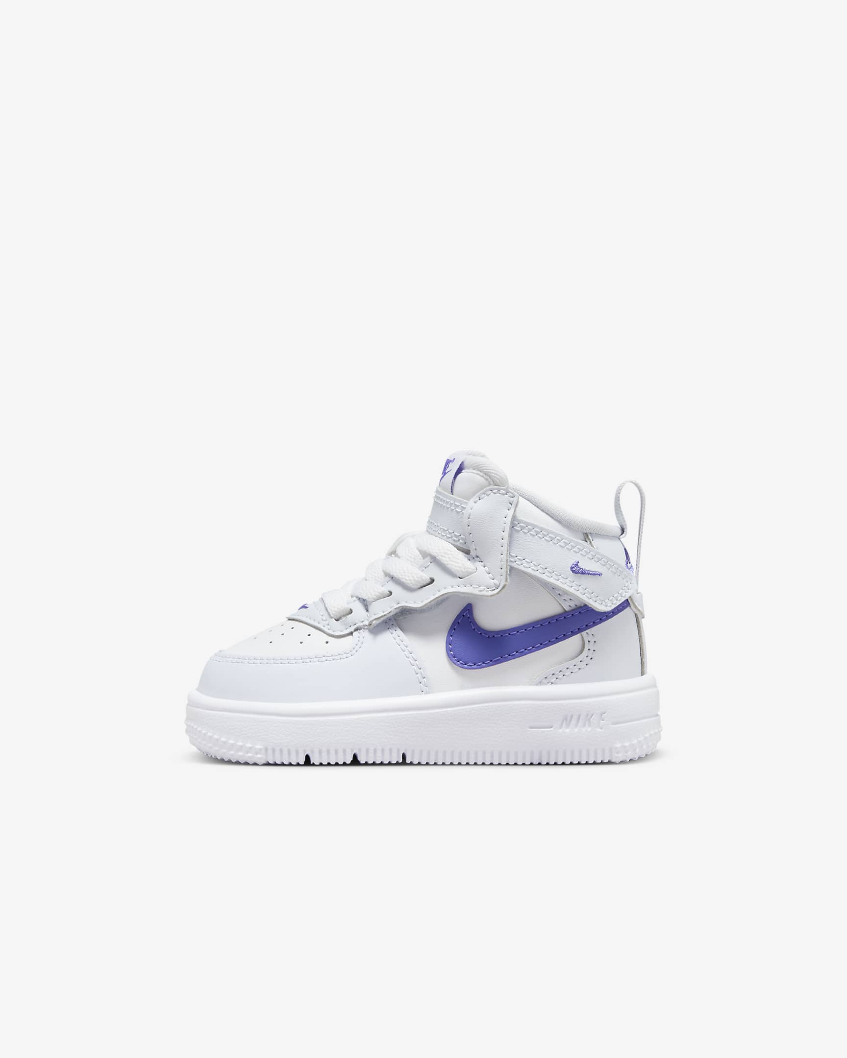 Tenis para bebé e infantil Nike Force 1 Mid EasyOn - Gris fútbol/Blanco/Violeta persa