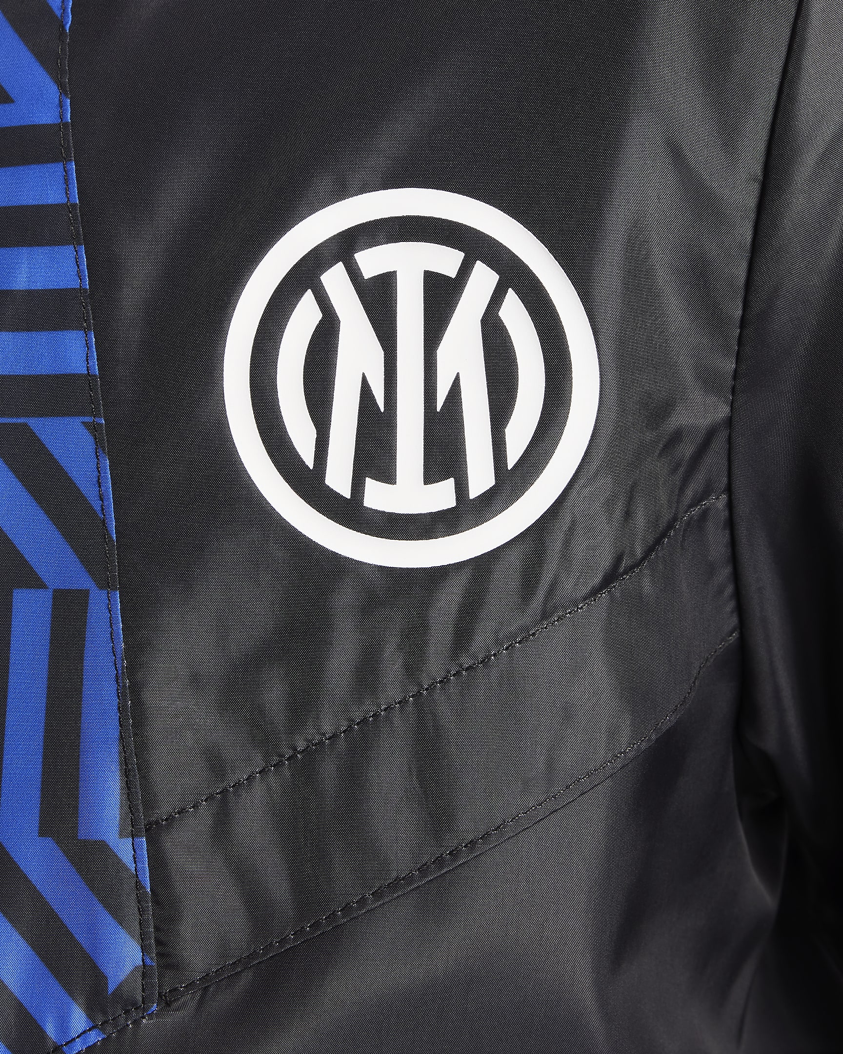 Giacca anorak da calcio Nike Inter Amplify Windrunner da ragazzo – Home - Nero/Lyon Blue/Bianco