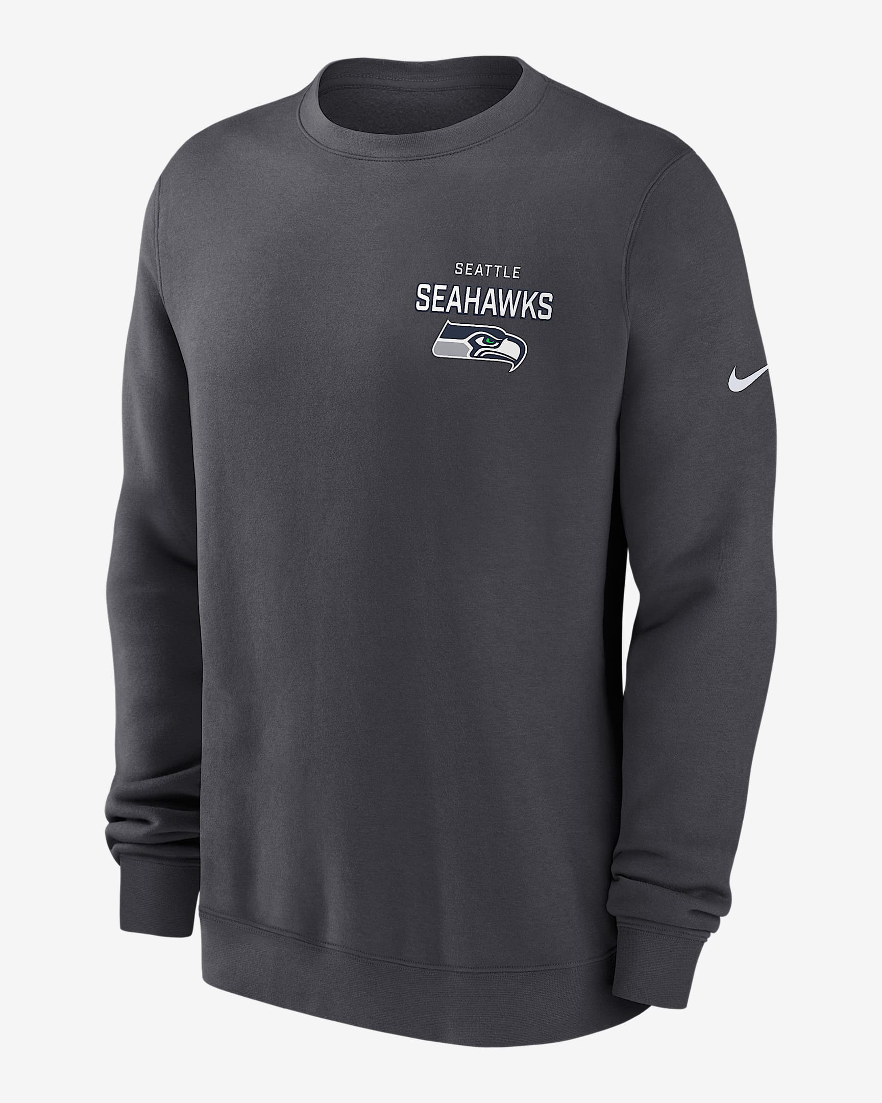 Seattle Seahawks Draw Block Club Men's Nike NFL Pullover Crew - Anthracite