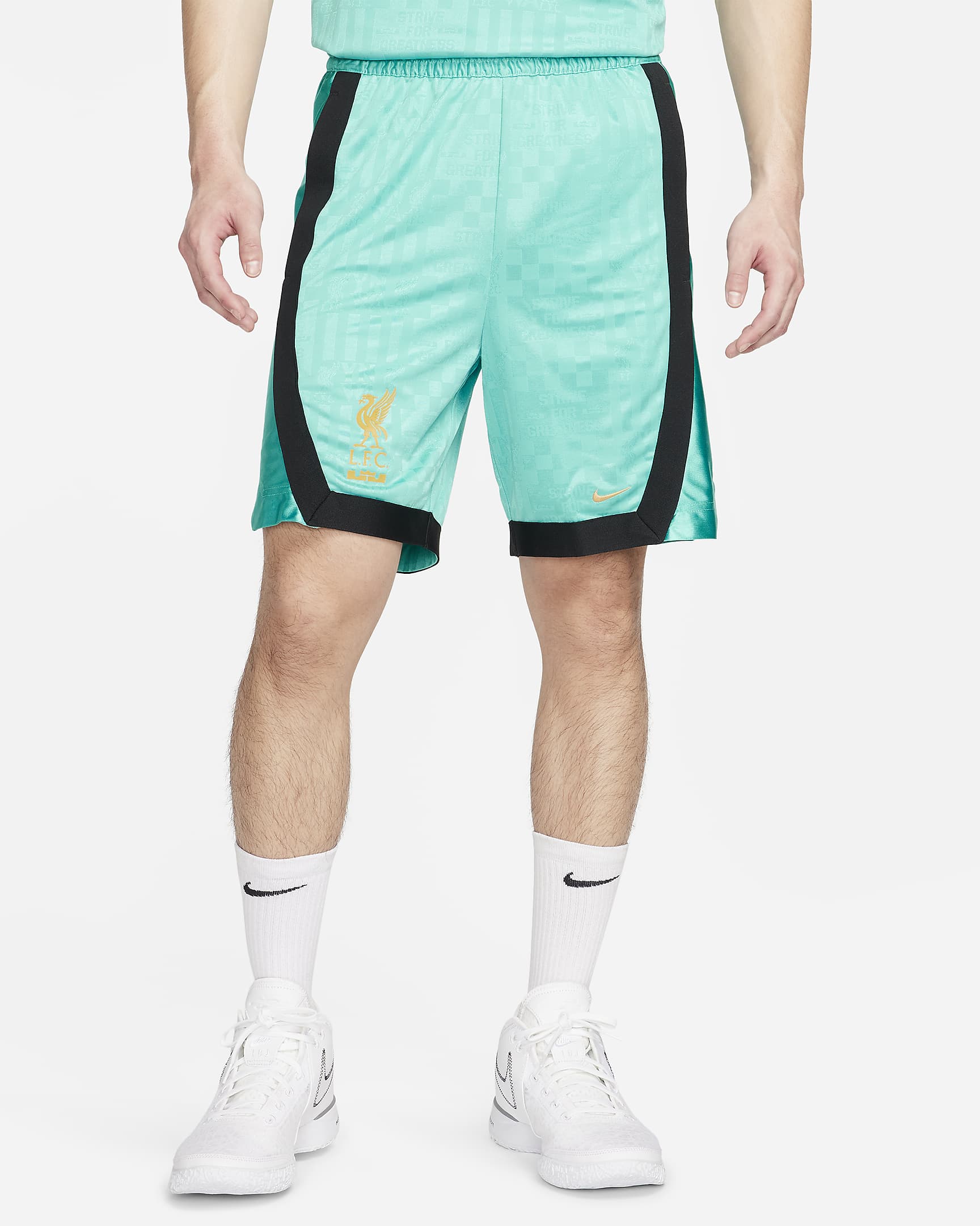 LeBron x Liverpool FC 男款 Dri-FIT DNA 8" 籃球褲 - Washed Teal/Truly Gold