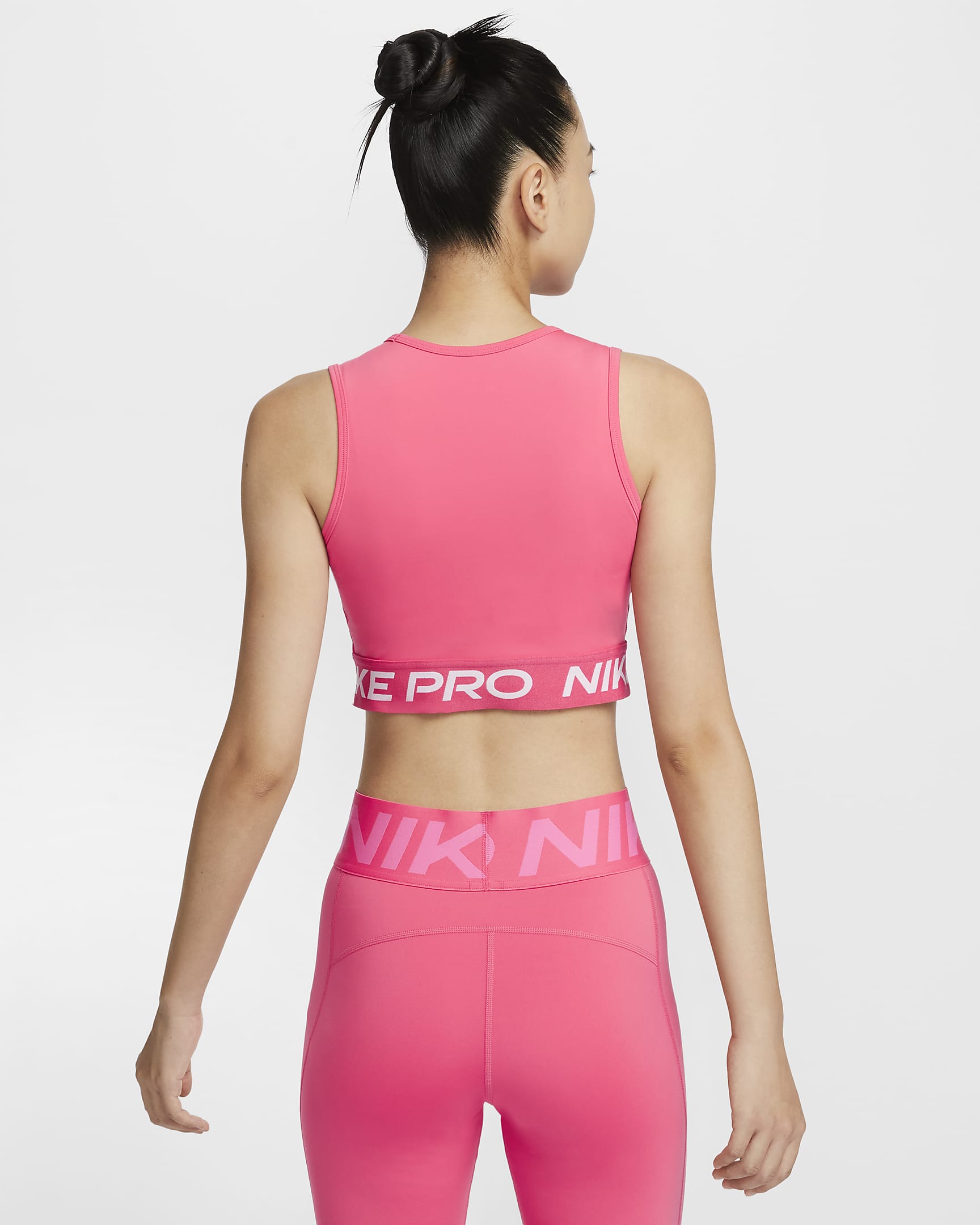 Nike Pro Women's Dri-FIT Cropped Tank Top - Aster Pink/Pinksicle/White