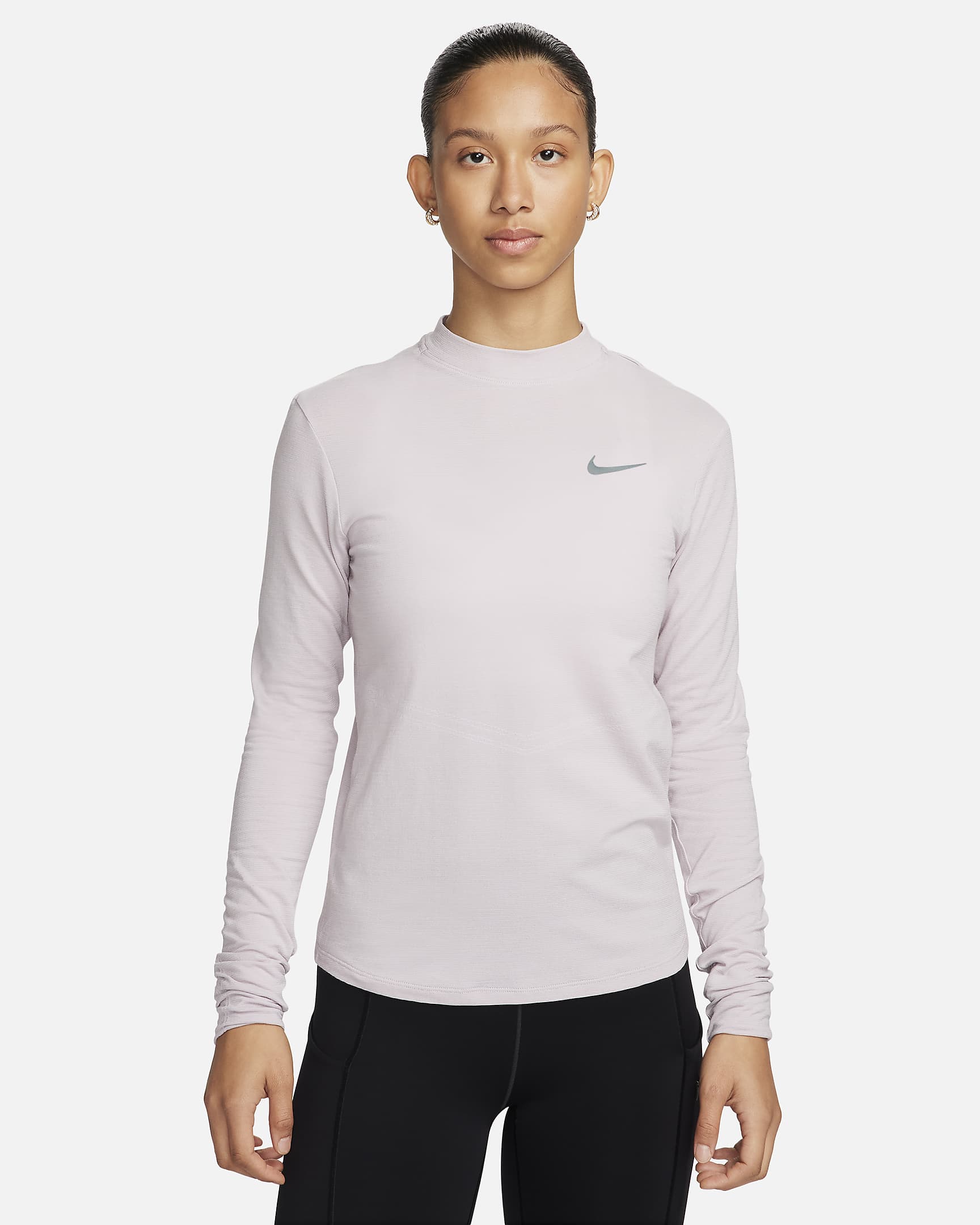 Nike Swift Women's Dri-FIT Mock-Neck Long-Sleeve Running Top - Platinum Violet