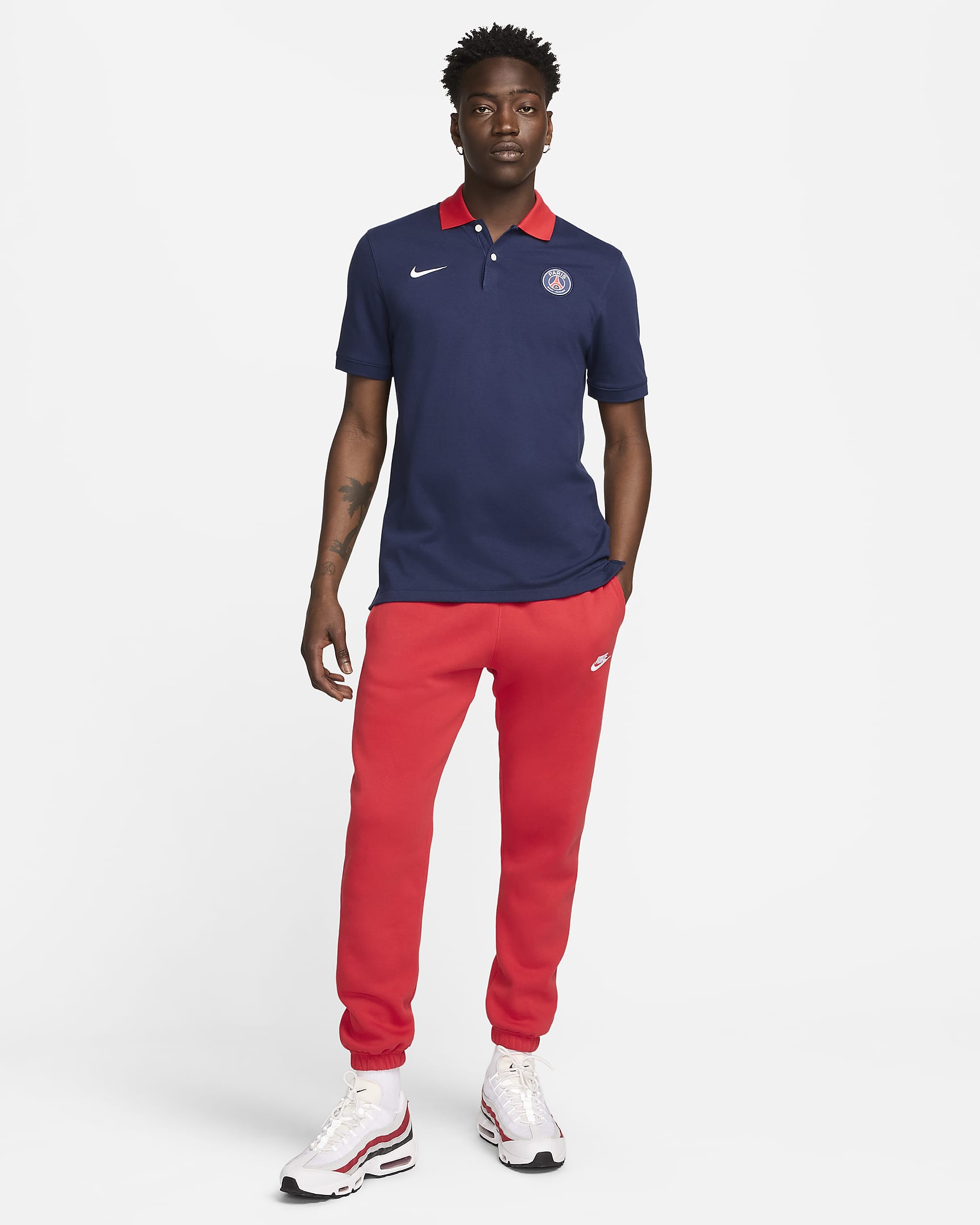 Paris Saint-Germain The Nike Polo Men's Nike Dri-FIT Soccer Polo - Midnight Navy/University Red/White