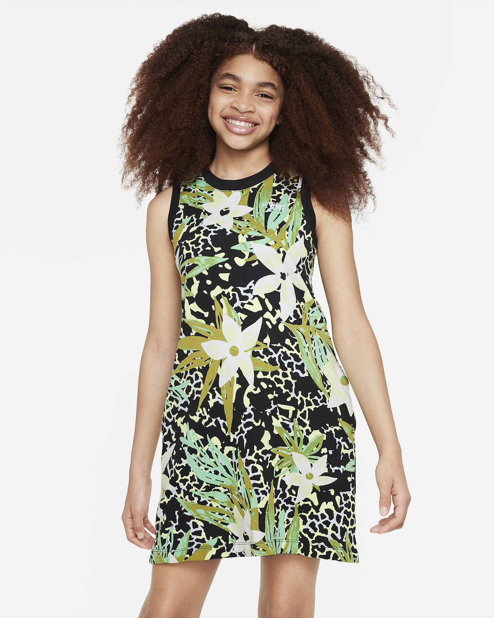 Nike Sportswear Older Kids' (Girls') Sleeveless Dress - Black/Ocean Bliss/White