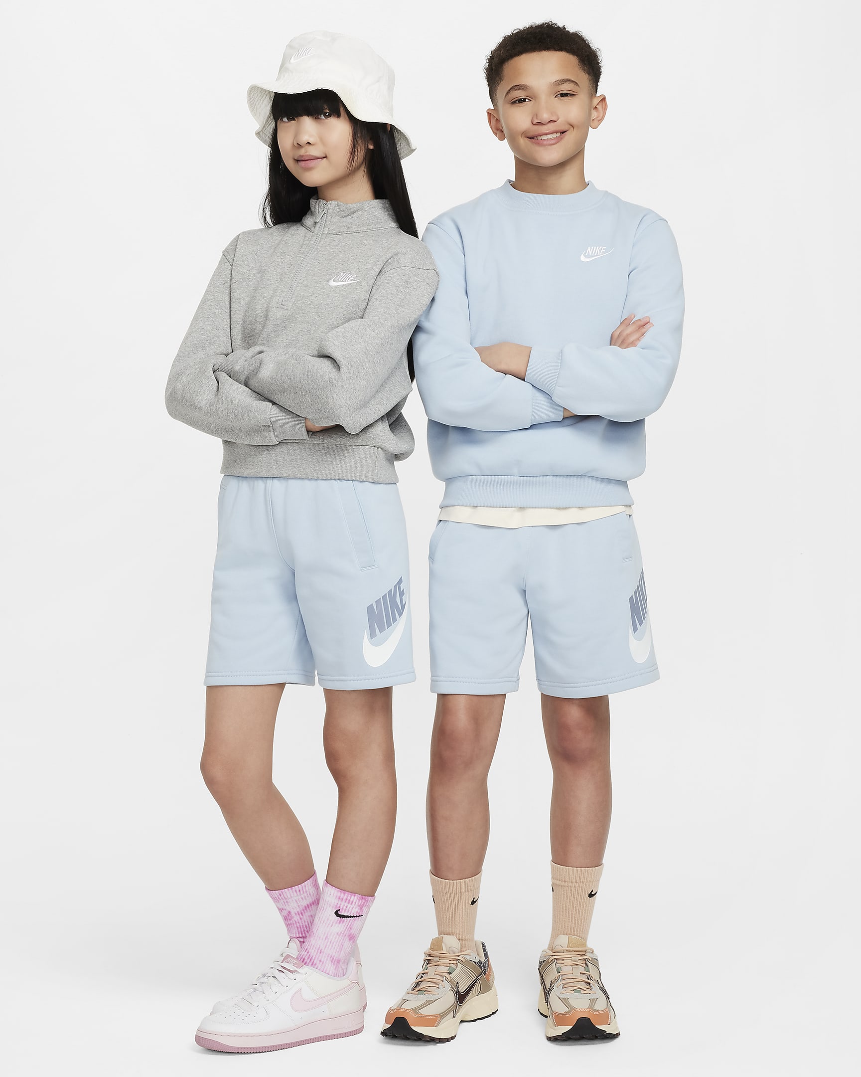 Nike Sportswear Club Fleece French-Terry-Shorts für ältere Kinder - Light Armory Blue/Weiß/Ashen Slate