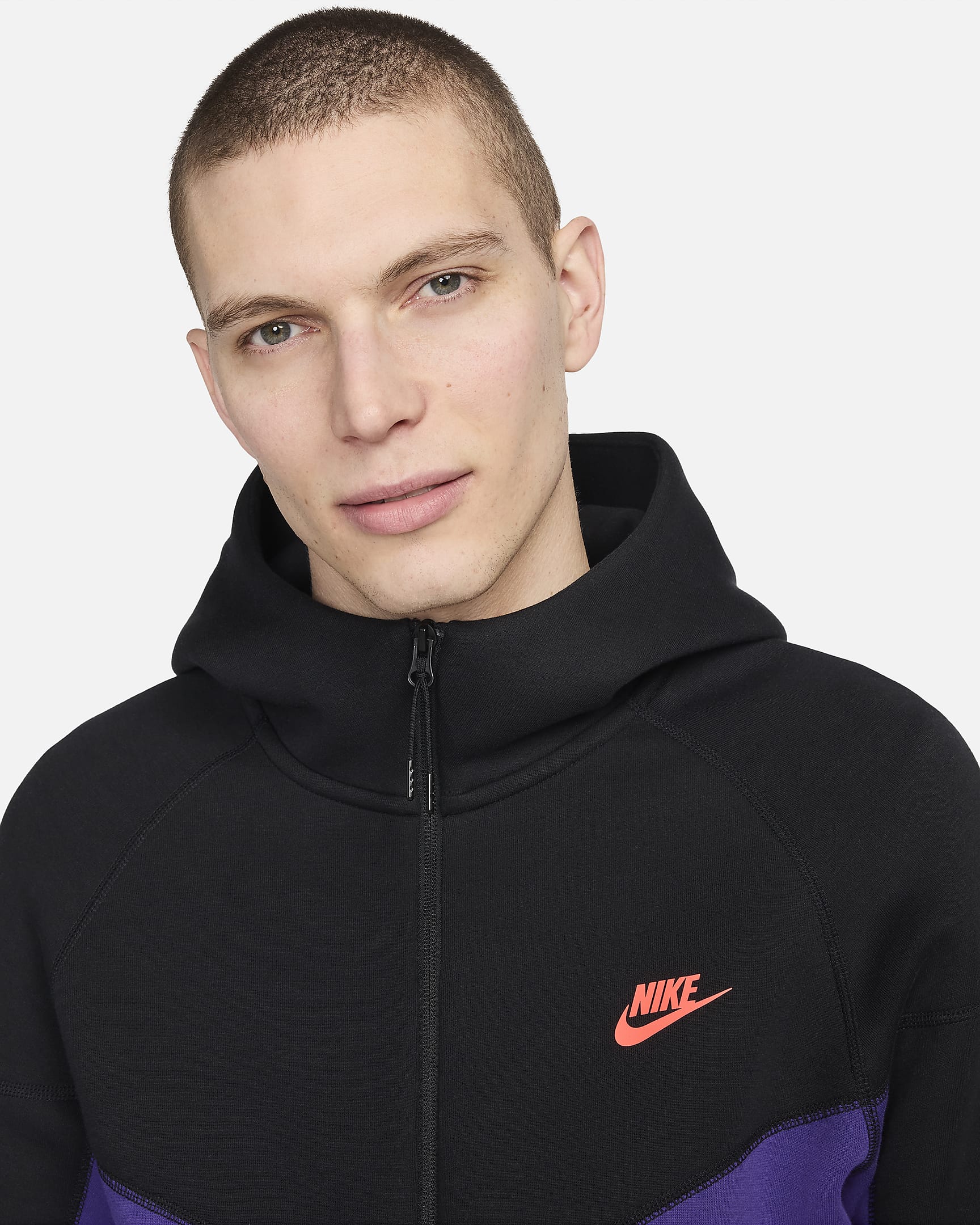 Hoodie com fecho completo Nike Sportswear Tech Fleece Windrunner para homem - Roxo Field/Preto