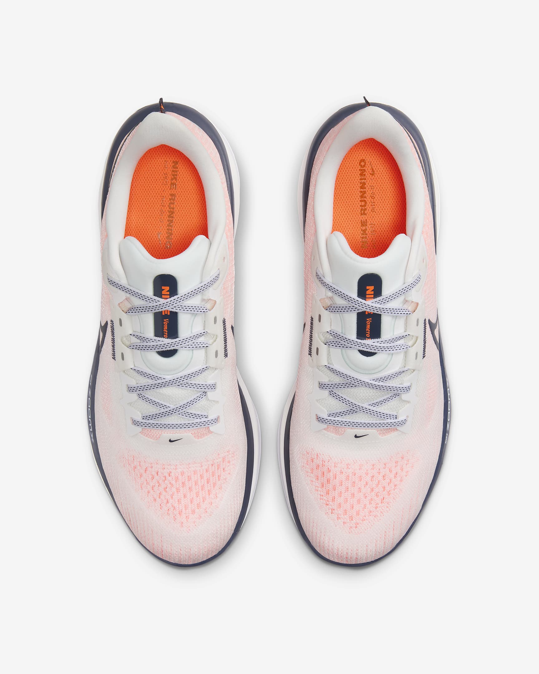 Tenis de correr en pavimento para hombre Nike Vomero 17 - Blanco cumbre/Naranja total/Blanco/Trueno azul