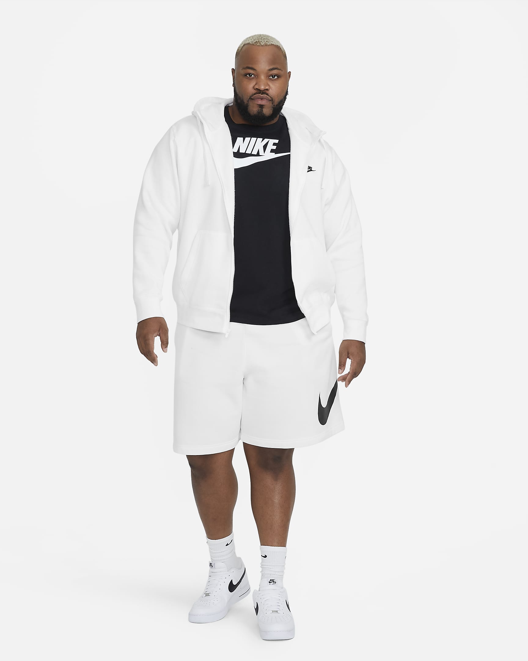 Sweat à capuche et zip Nike Sportswear Club Fleece pour Homme - Blanc/Blanc/Noir