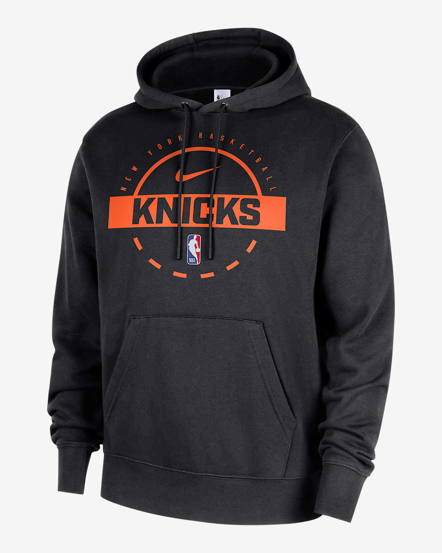 New York Knicks Club Men's Nike NBA Practice Pullover Hoodie - Black/Brilliant Orange