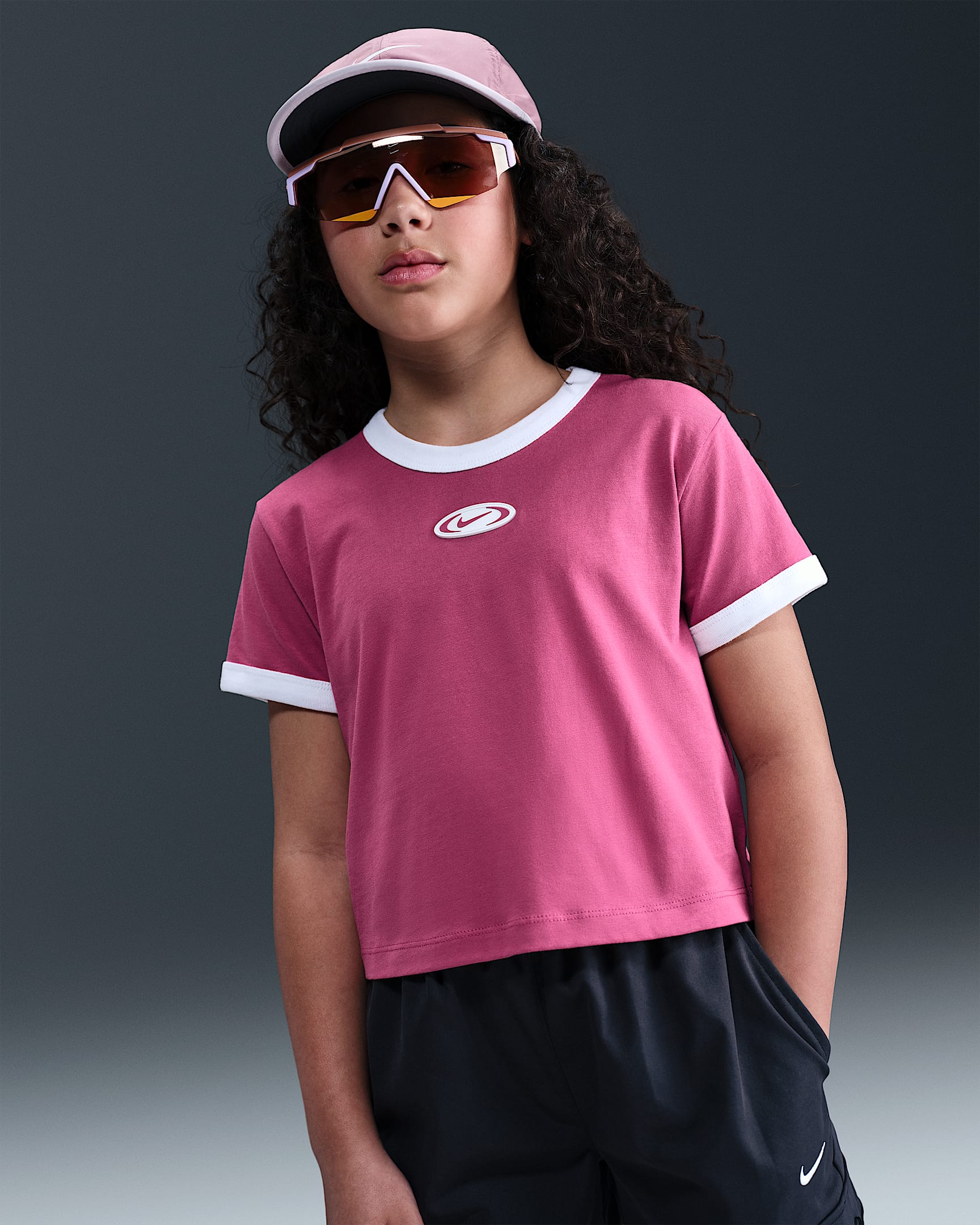 Nike Sportswear Big Kids' (Girls') Cropped T-Shirt - Sweet Beet