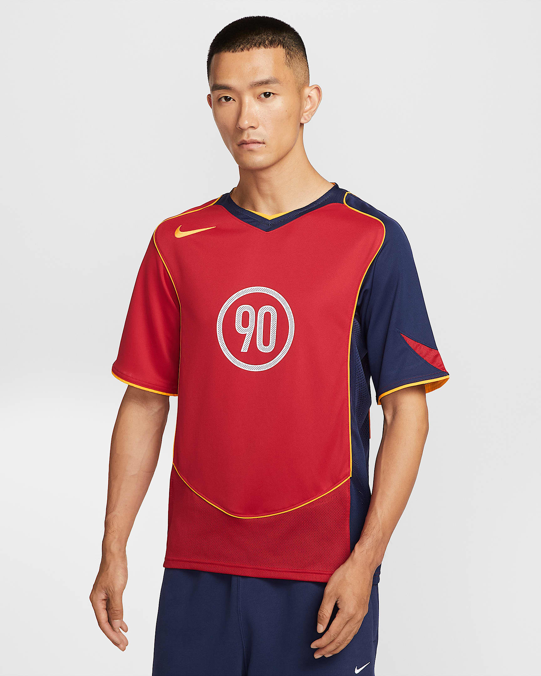 나이키 토탈 90 남성 드라이 핏 축구 저지 - 짐 레드/미드나이트 네이비/유니버시티 골드/유니버시티 골드