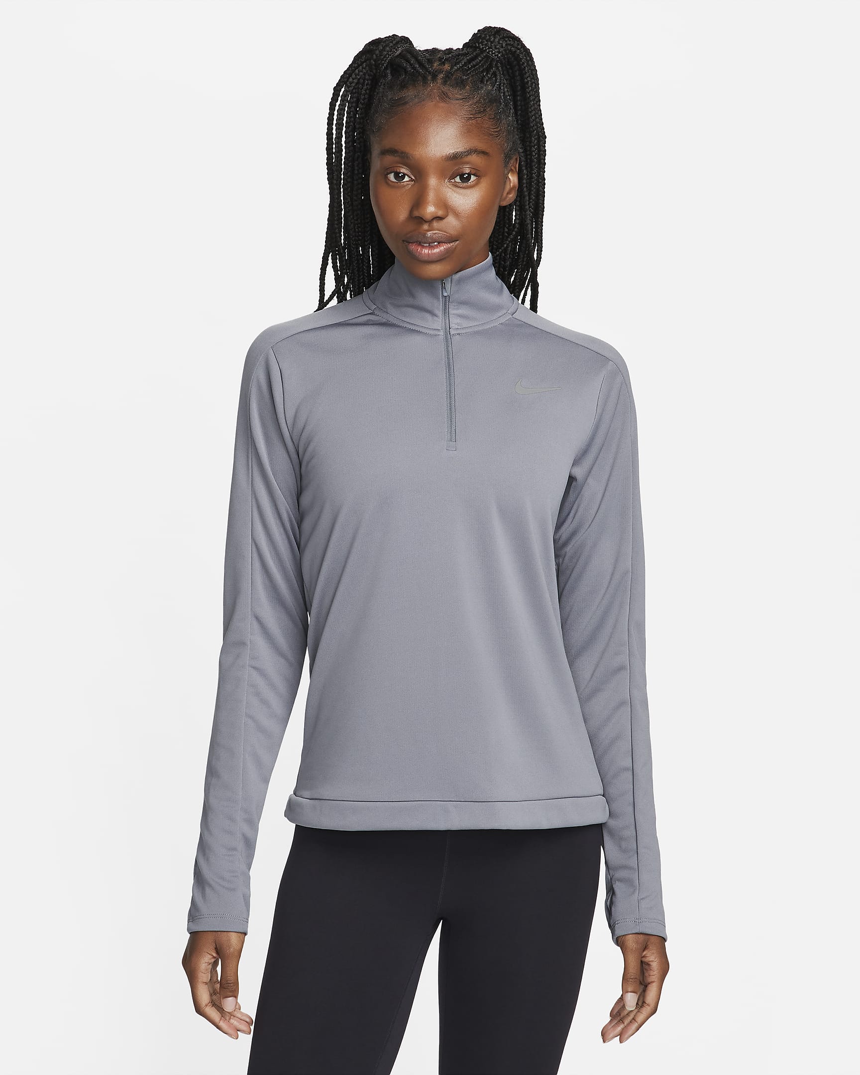 Nike Dri-FIT Pacer Damen-Pullover mit Viertelreißverschluss - Smoke Grey