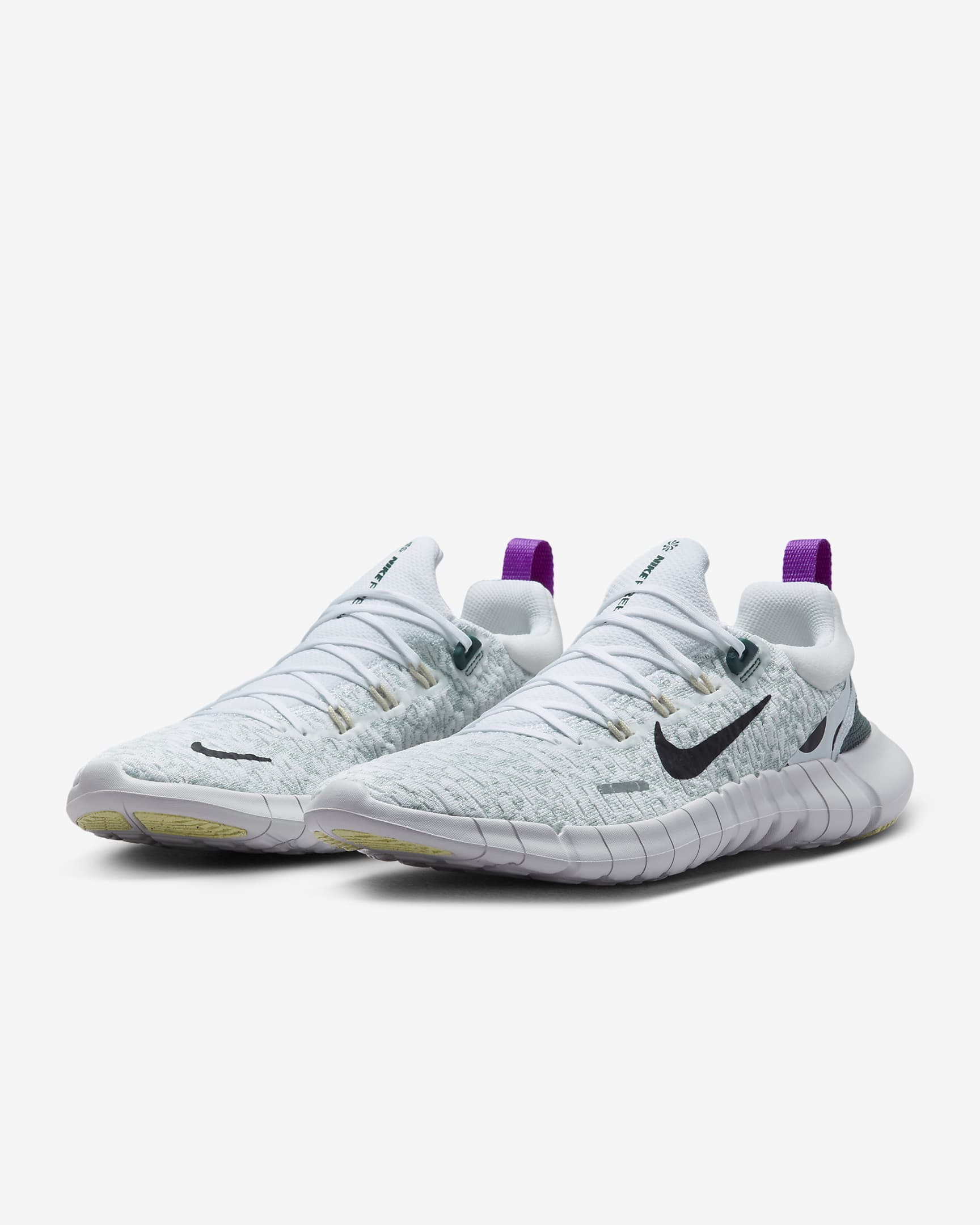 Nike Free Run 5.0 Men's Road Running Shoes - White/Light Silver/Faded Spruce/Black
