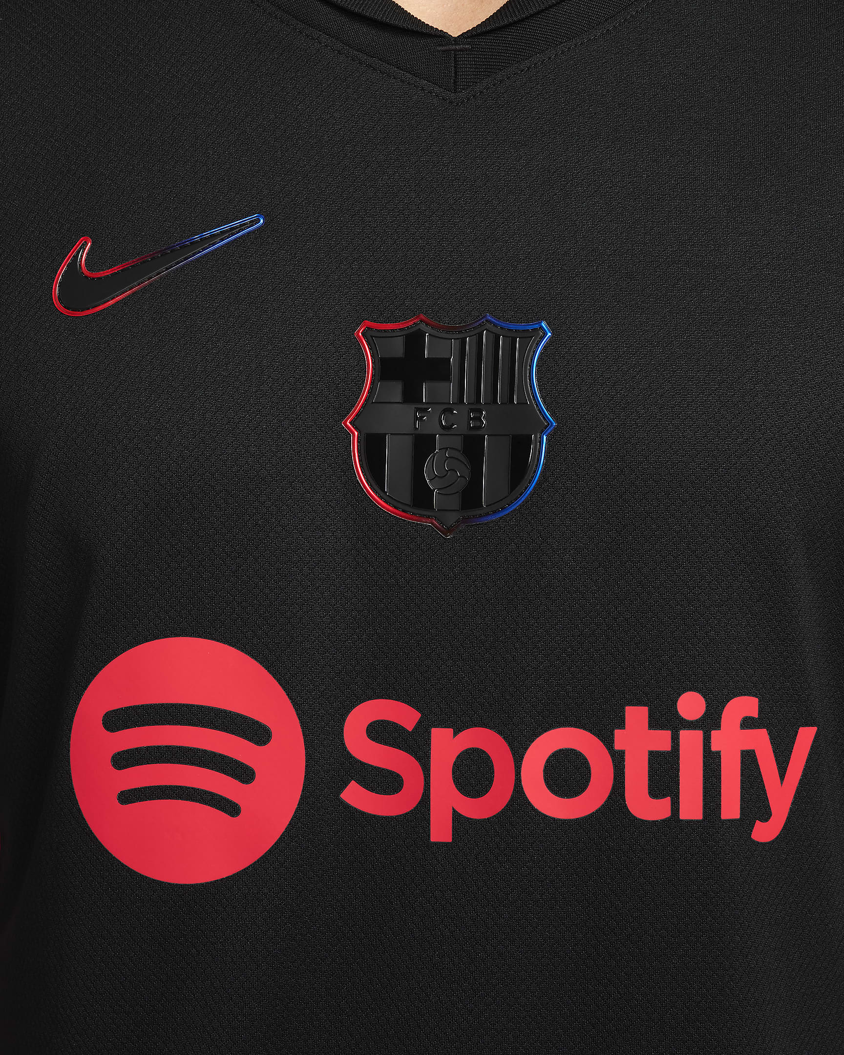 F.C. Barcelona 2024/25 Stadium Away Men's Nike Dri-FIT Football Replica Shirt - Black/University Red/Hyper Royal/Black