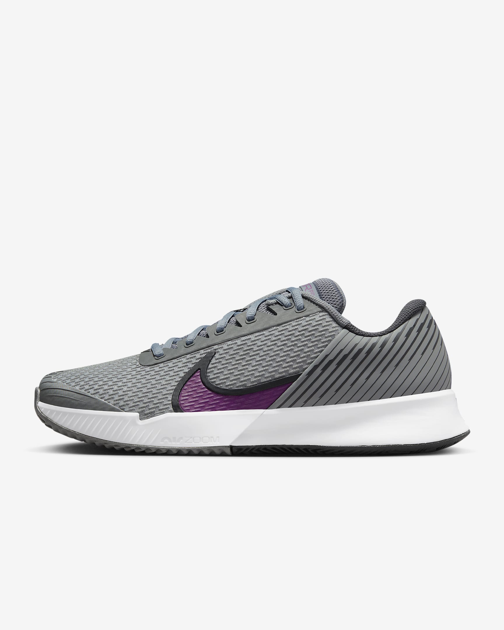 NikeCourt Air Zoom Vapor Pro 2 tennissko for grusbaner til herre - Smoke Grey/Dark Smoke Grey/Svart/Sangria