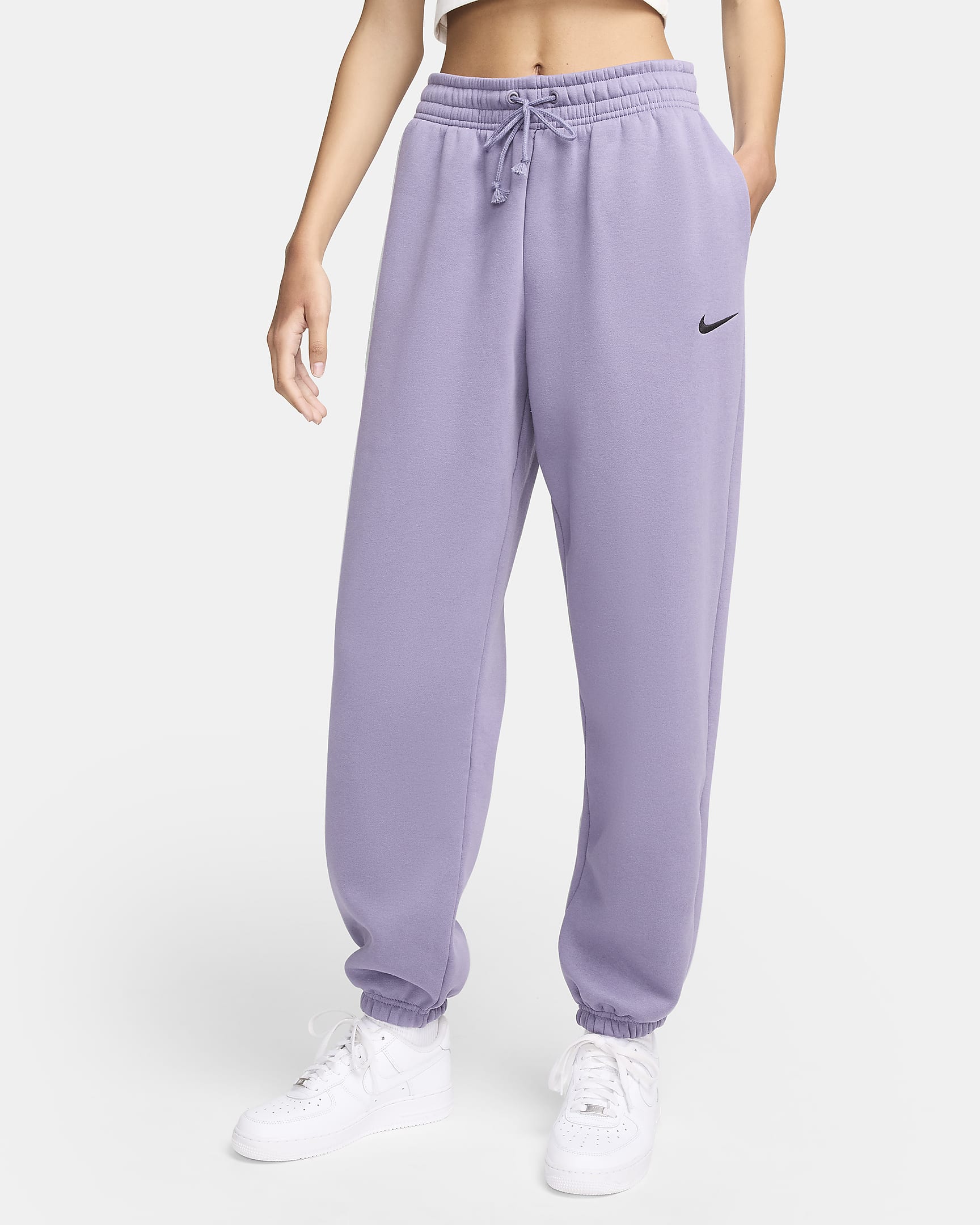 Nike Sportswear Phoenix ekstra stor joggebukse med høyt liv til dame - Daybreak/Svart