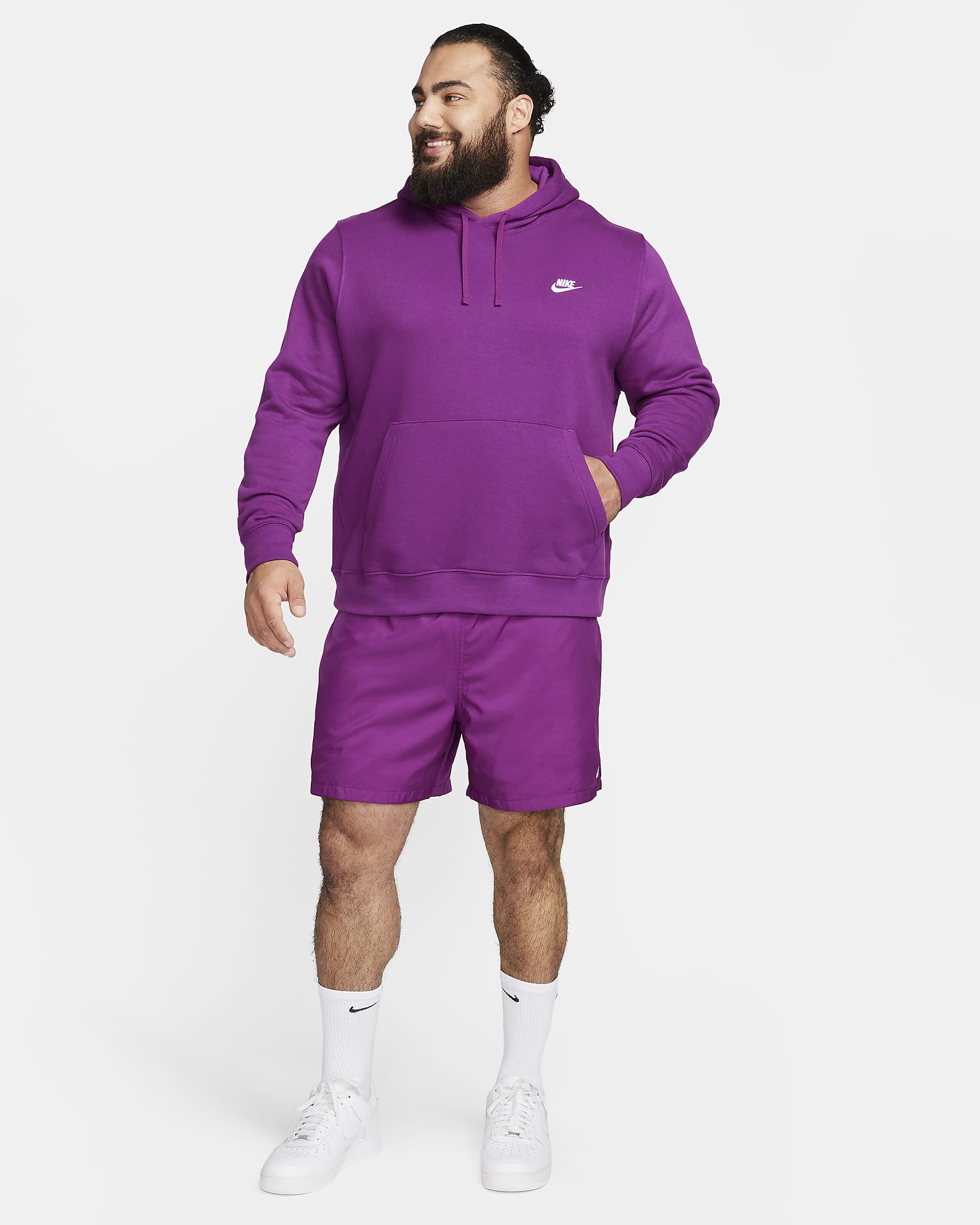 Nike Sportswear Club Fleece Kapüşonlu Sweatshirt - Viotech/Viotech/Beyaz