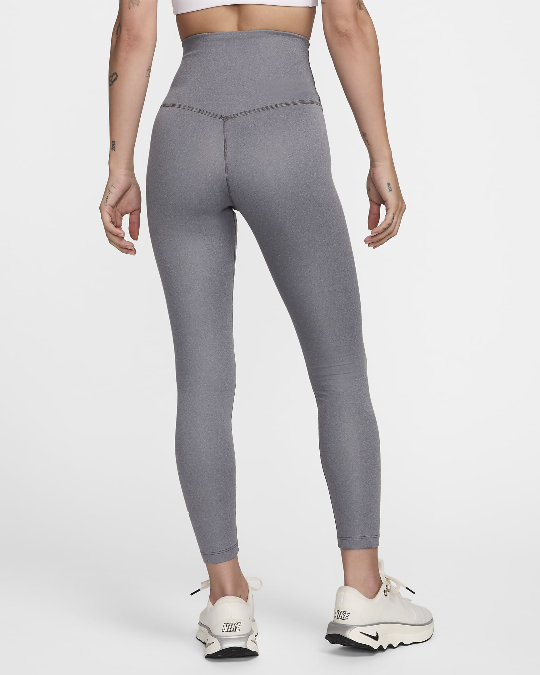 Leggings de tiro alto de 7/8 para mujer Nike Therma--FIT One - Gris humo/Jaspeado/Blanco