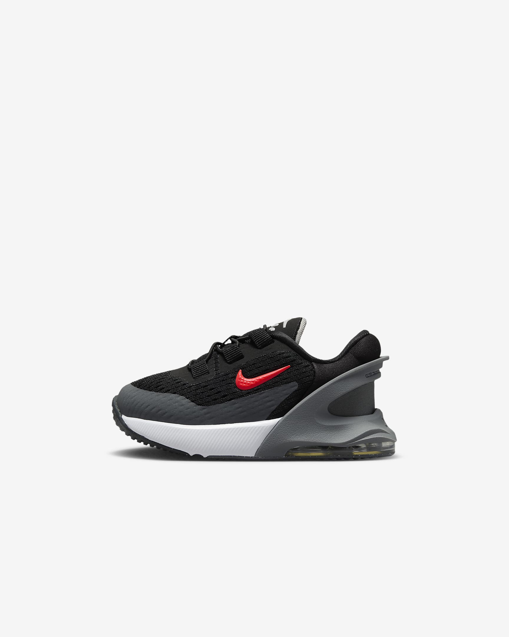 Nike Air Max 270 GO sko som er enkel å ta av og på til sped-/småbarn - Svart/Smoke Grey/Anthracite/Bright Crimson