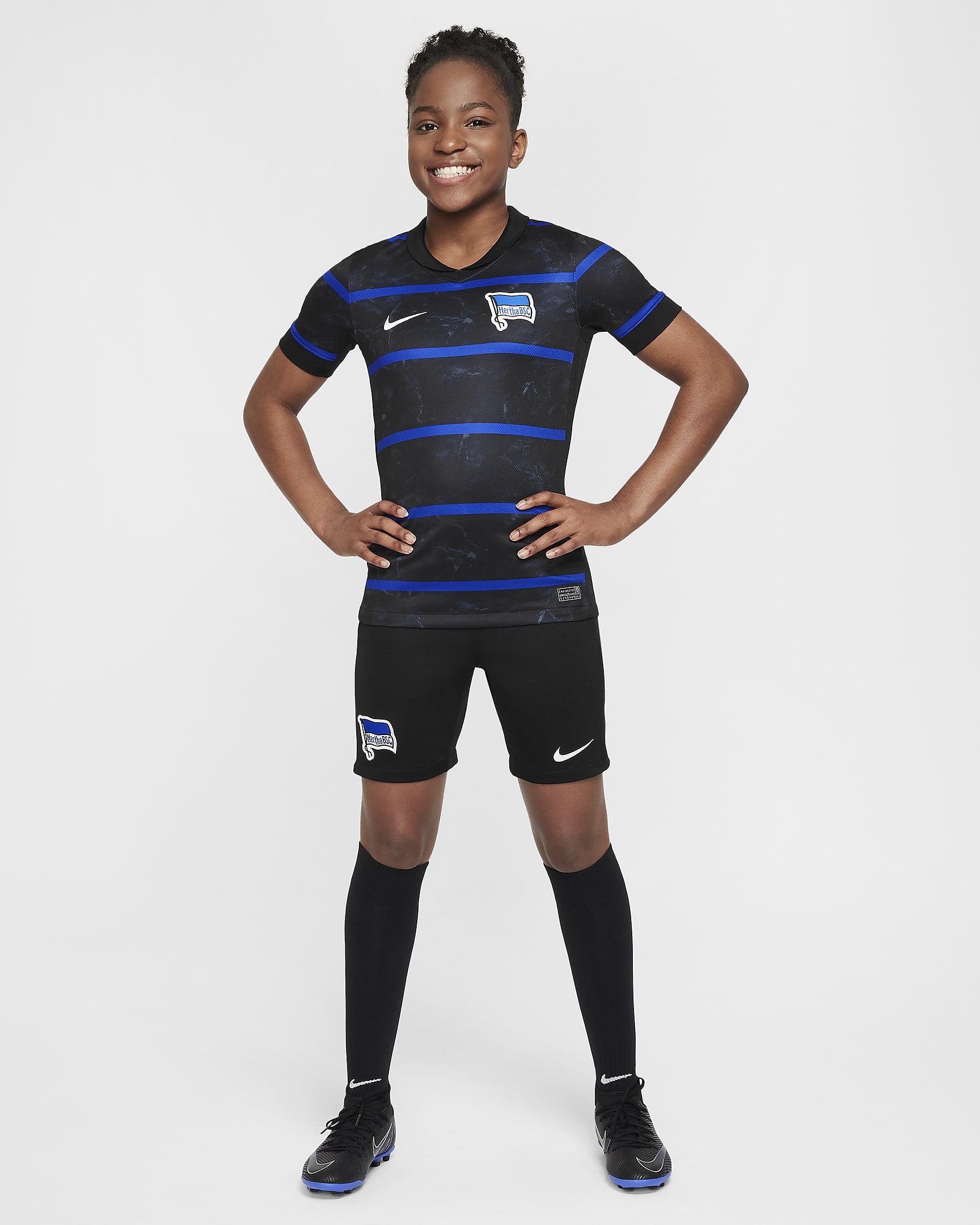 Hertha BSC 2024/25 Stadium Thuis/Uit Nike replica voetbalshorts met Dri-FIT voor kids - Zwart/Wit