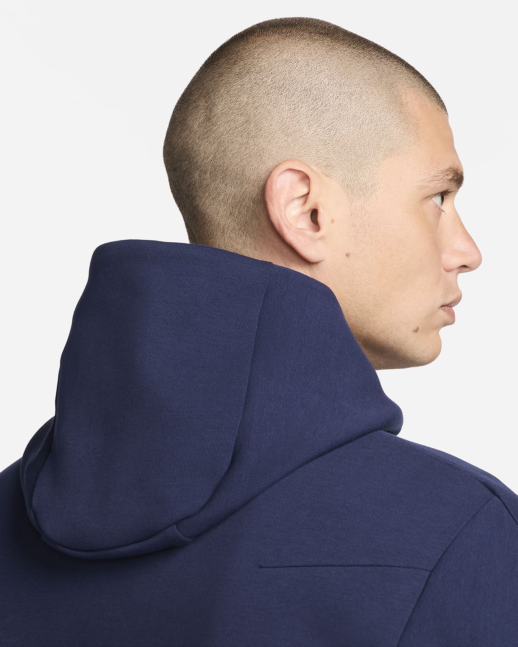 FFF Tech Fleece Windrunner Nike Tam Boy Fermuarlı Erkek Kapüşonlu Futbol Üstü - Blackened Blue/Club Gold