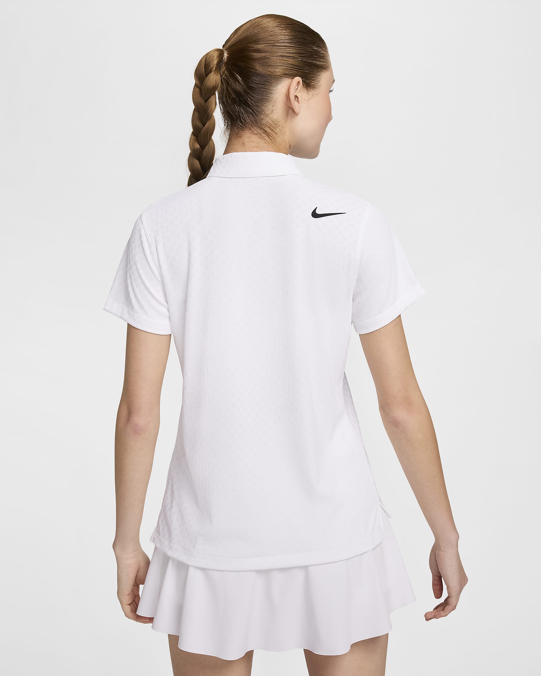 Nike Tour 女款 Dri-FIT ADV 短袖高爾夫球衫 - 白色/黑色