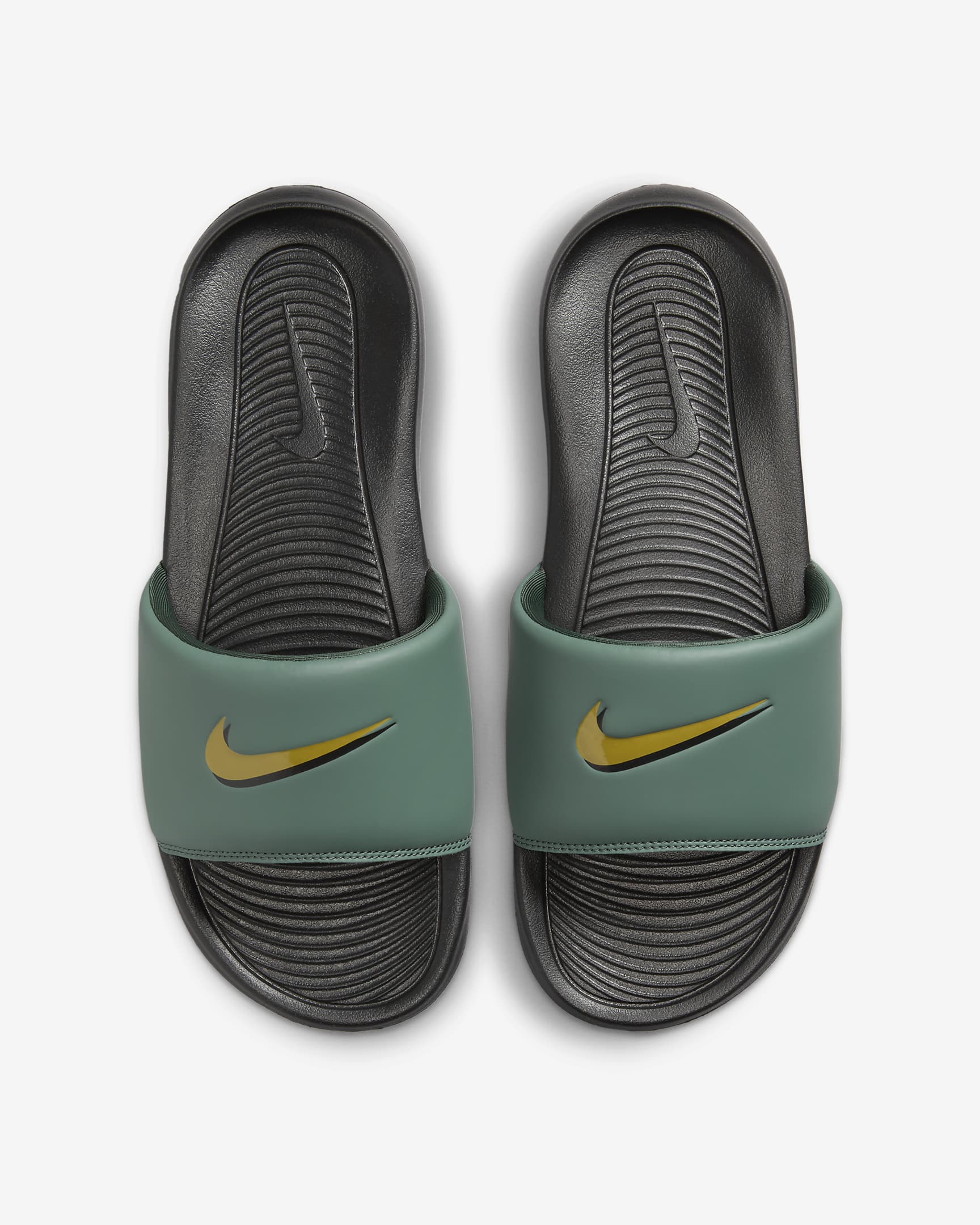 Nike Victori One Men's Slides - Black/Vintage Green/Bronzine