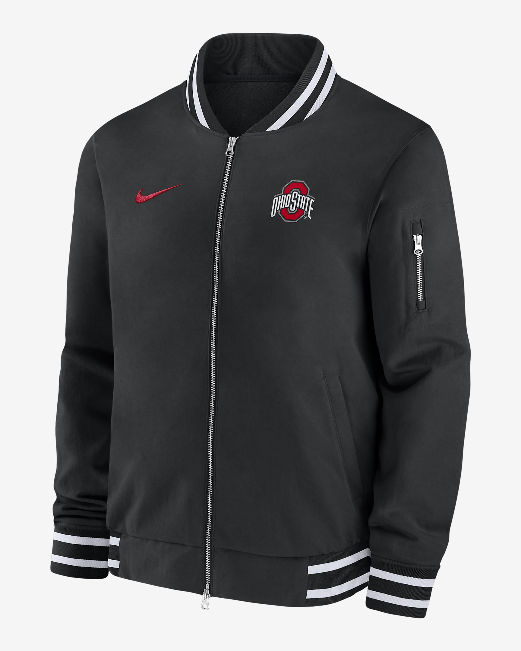 Ohio State Buckeyes Sideline Men's Nike College Full-Zip Bomber Jacket - Black