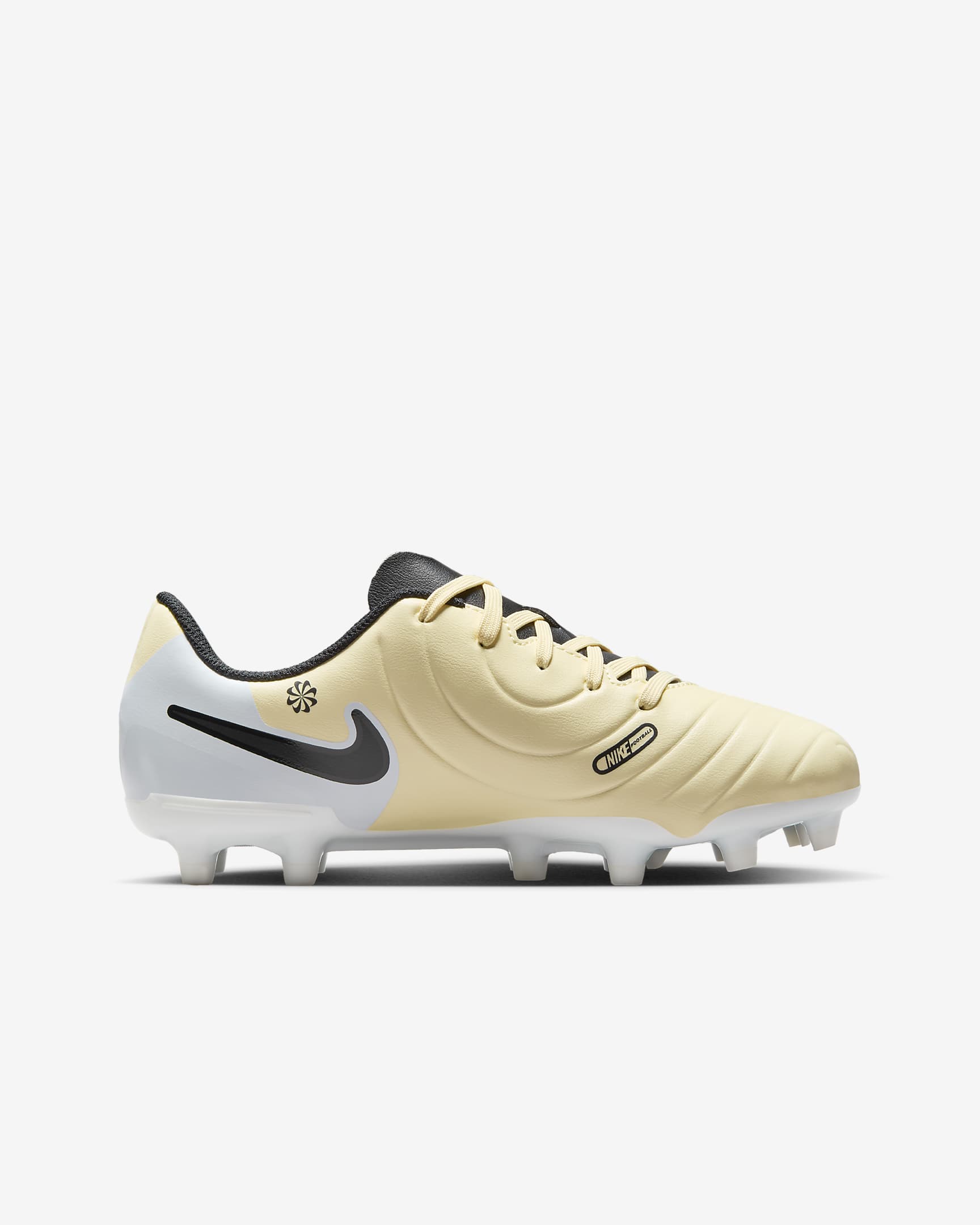 Korki piłkarskie typu low top na różne typy nawierzchni dla małych/dużych dzieci Nike Jr. Tiempo Legend 10 Club - Lemonade/Metallic Gold Coin/Czerń