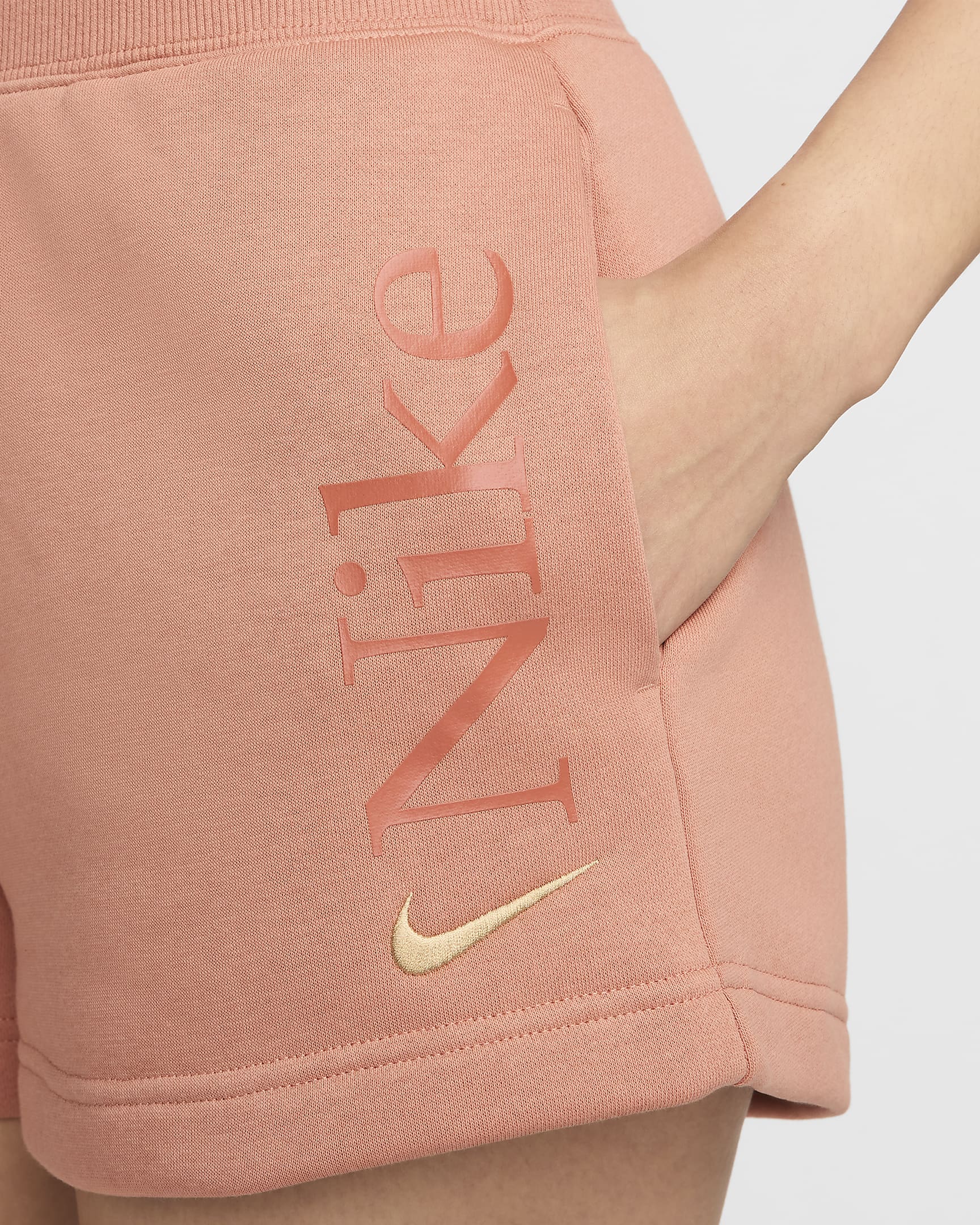 Nike Sportswear Phoenix Fleece Women's Loose High-Waisted 5cm (approx.) Logo Shorts - Terra Blush/Burnt Sunrise/Sesame