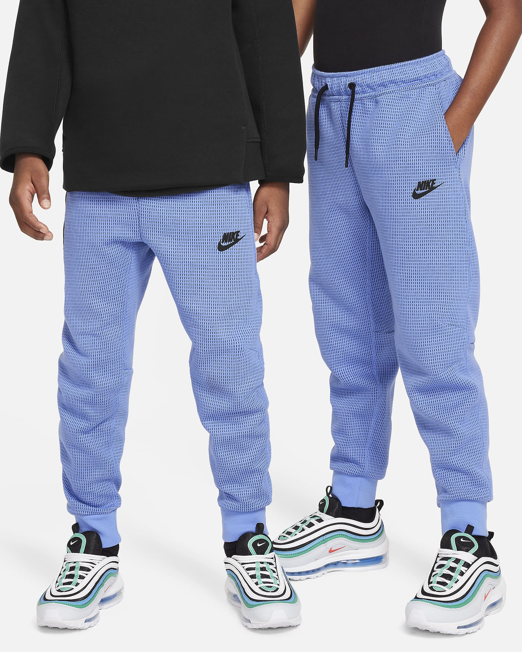 Spodnie zimowe dla dużych dzieci (chłopców) Nike Sportswear Tech Fleece - Polar/Midnight Navy/Czerń