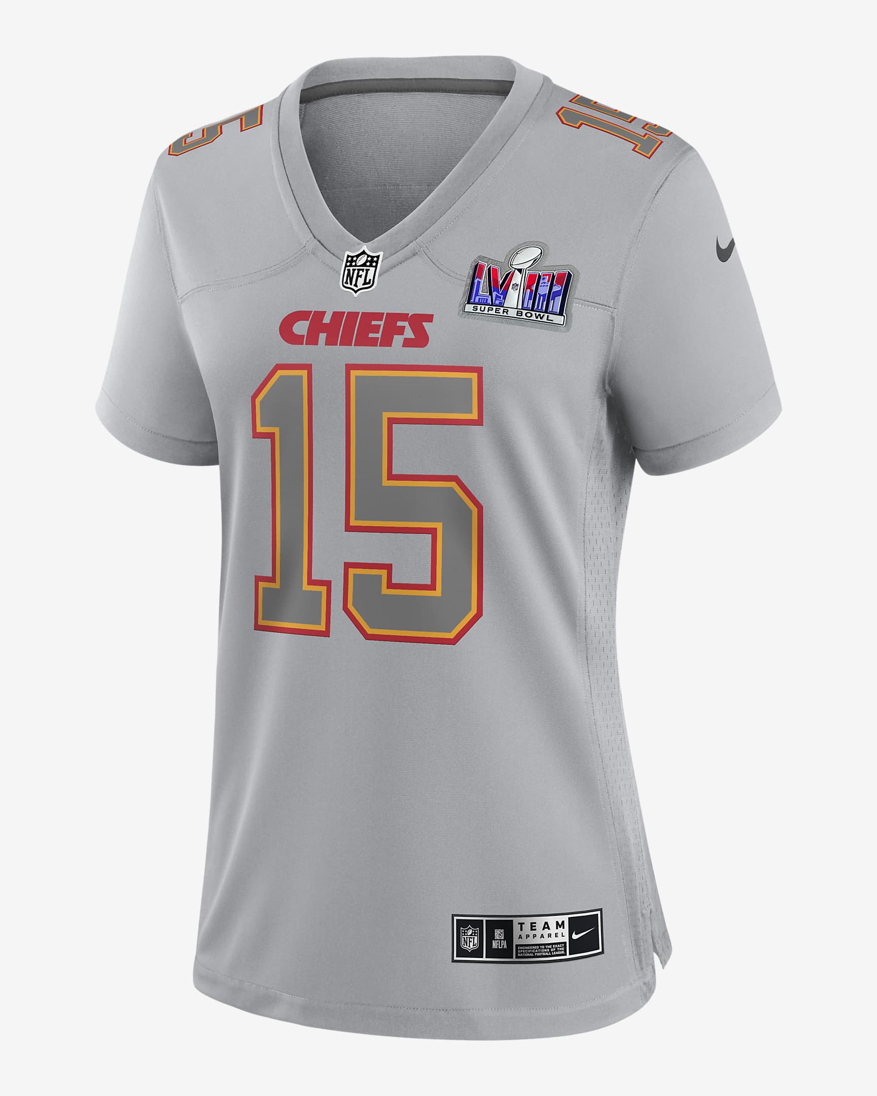 Patrick Mahomes Kansas City Chiefs Super Bowl LVIII Women's Nike NFL Atmosphere Game Jersey - Grey