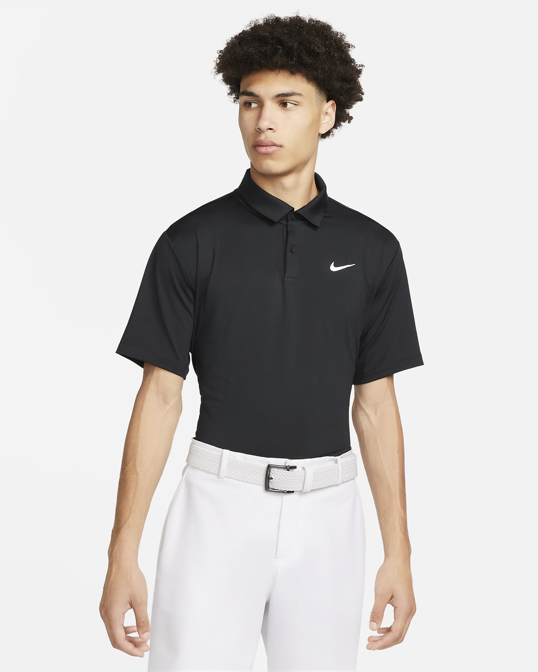 Nike Dri-FIT Tour einfarbiges Golf-Poloshirt für Herren - Schwarz/Weiß