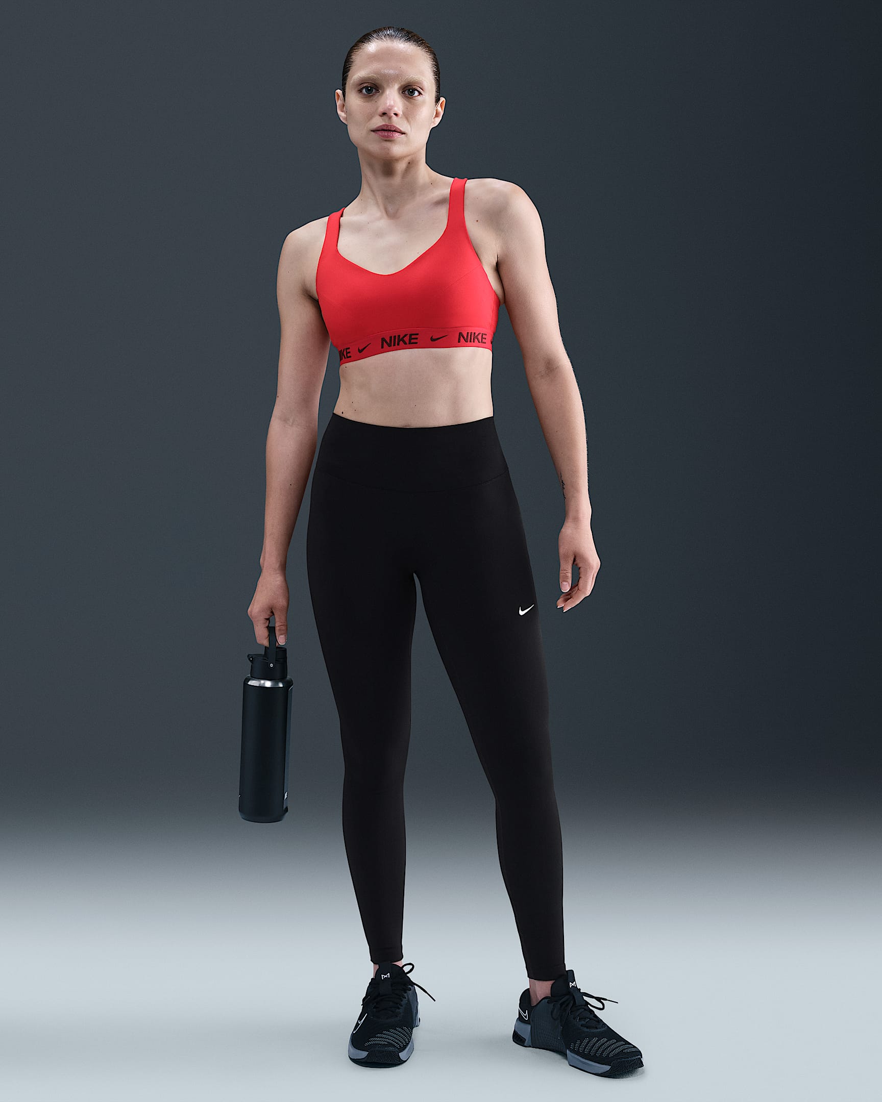 Højtaljede Nike One Seamless Front-leggings i fuld længde til kvinder - sort/hvid