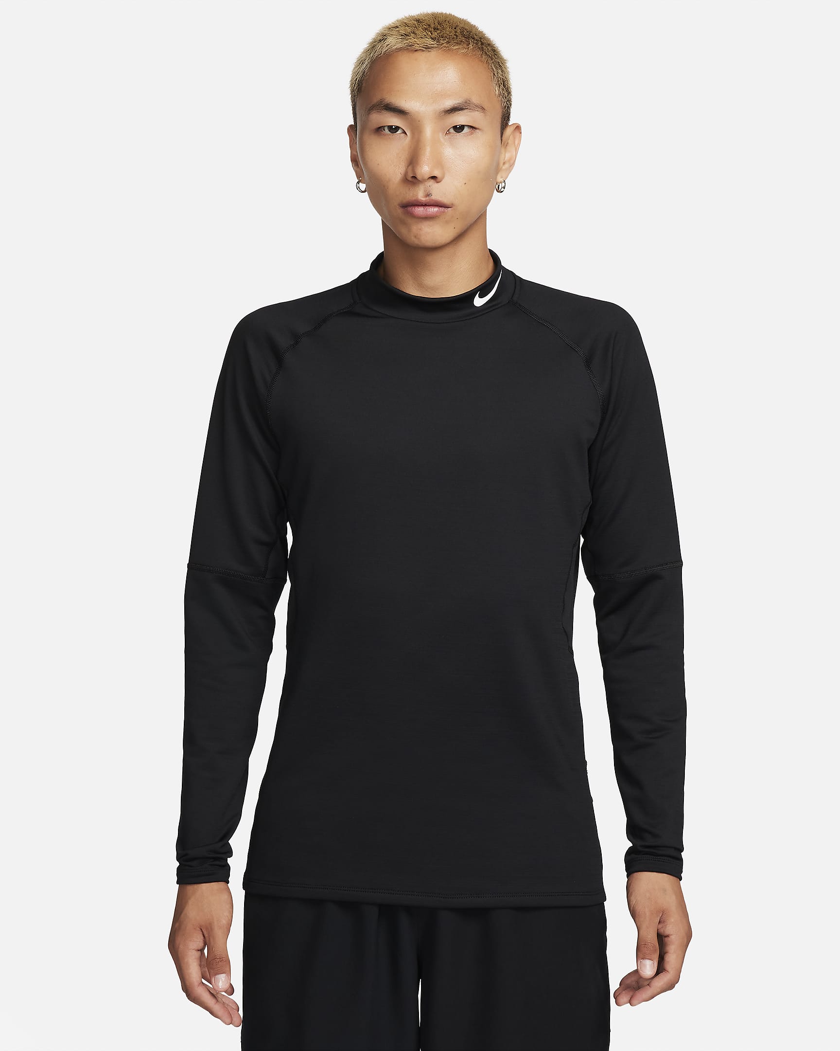 Nike Pro Men's Dri-FIT Warm Long-Sleeve Fitness Mock - Black/White