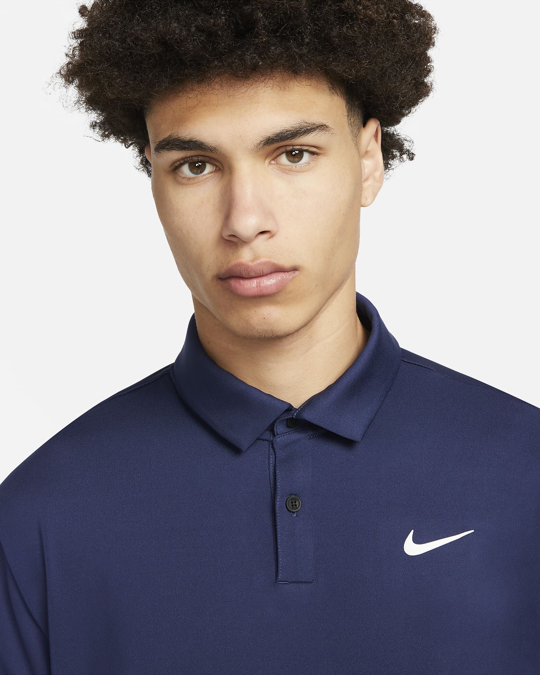 Nike Dri-FIT Tour egyszínű, galléros férfi golfpóló - Midnight Navy/Fehér