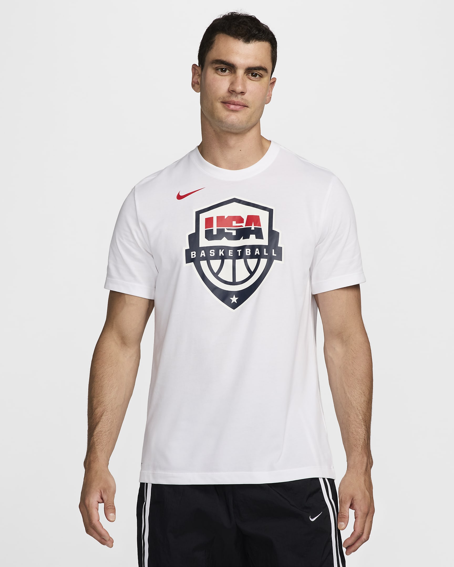 USAB Men's Nike Dri-FIT Basketball T-Shirt - White/White/Sport Red