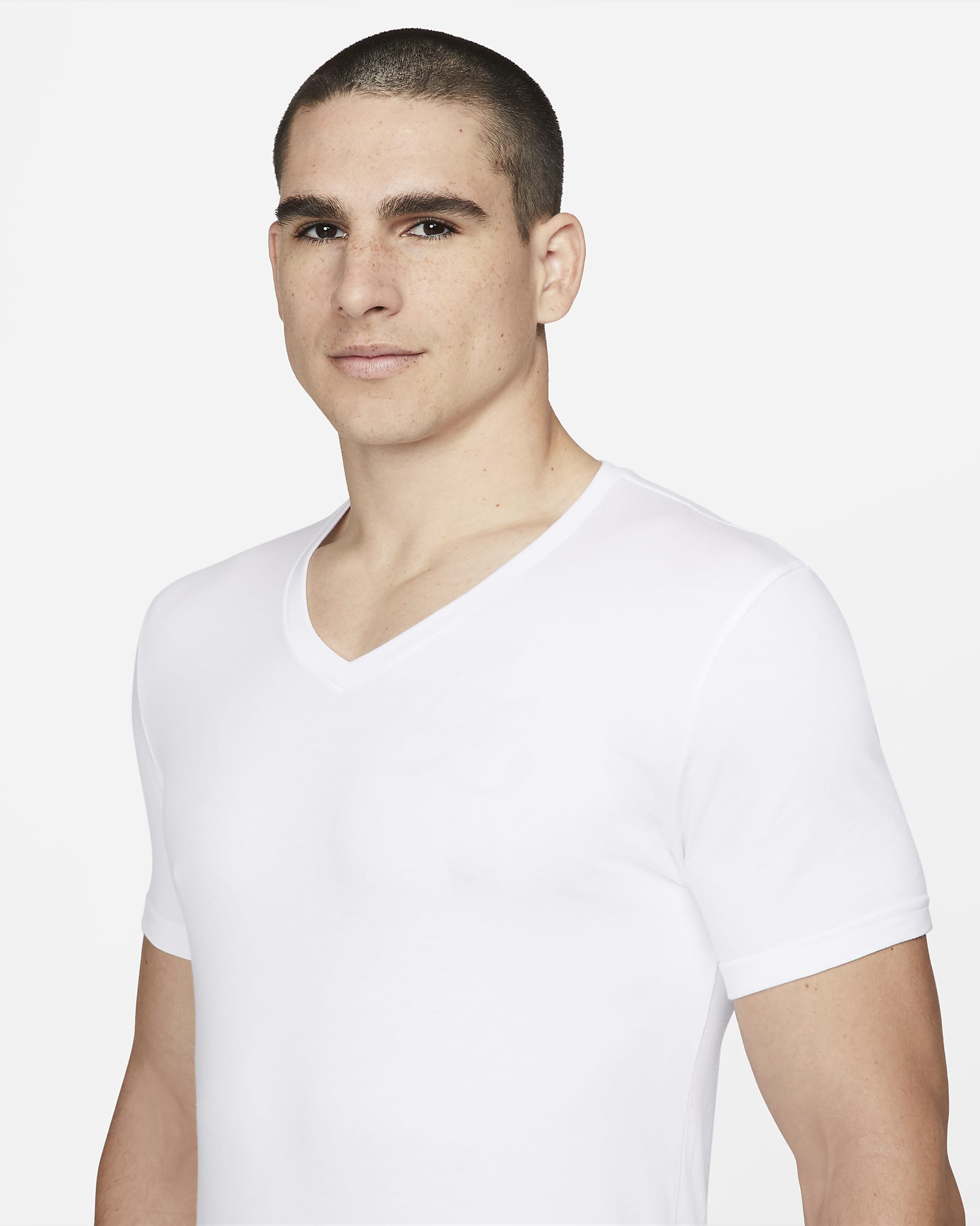 Nike Dri-FIT Essential Cotton Stretch Slim Fit V-Neck Undershirt (2-Pack) - White