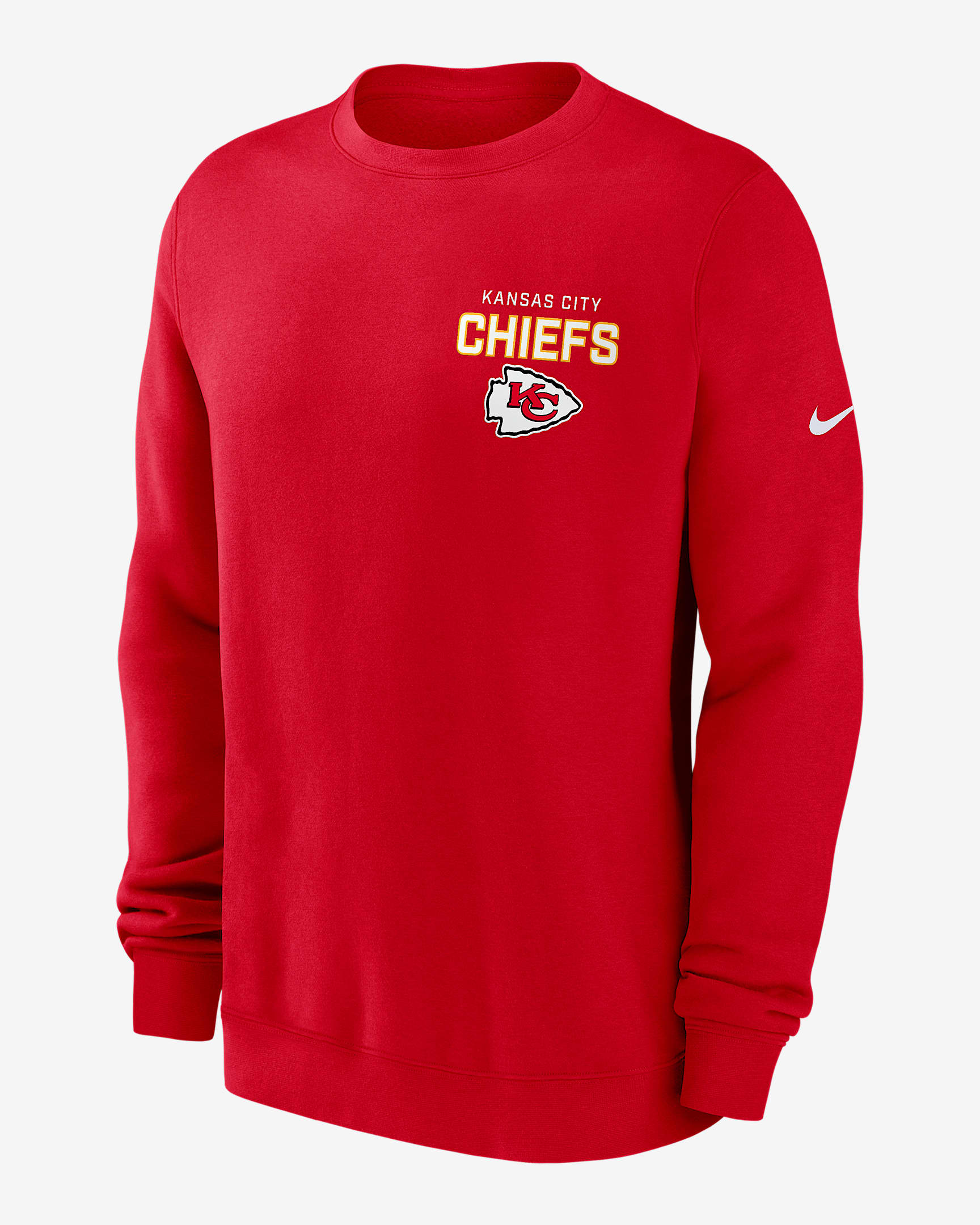 Sudadera de cuello redondo sin cierre Nike de la NFL para hombre Kansas City Chiefs Draw Block Club - Rojo