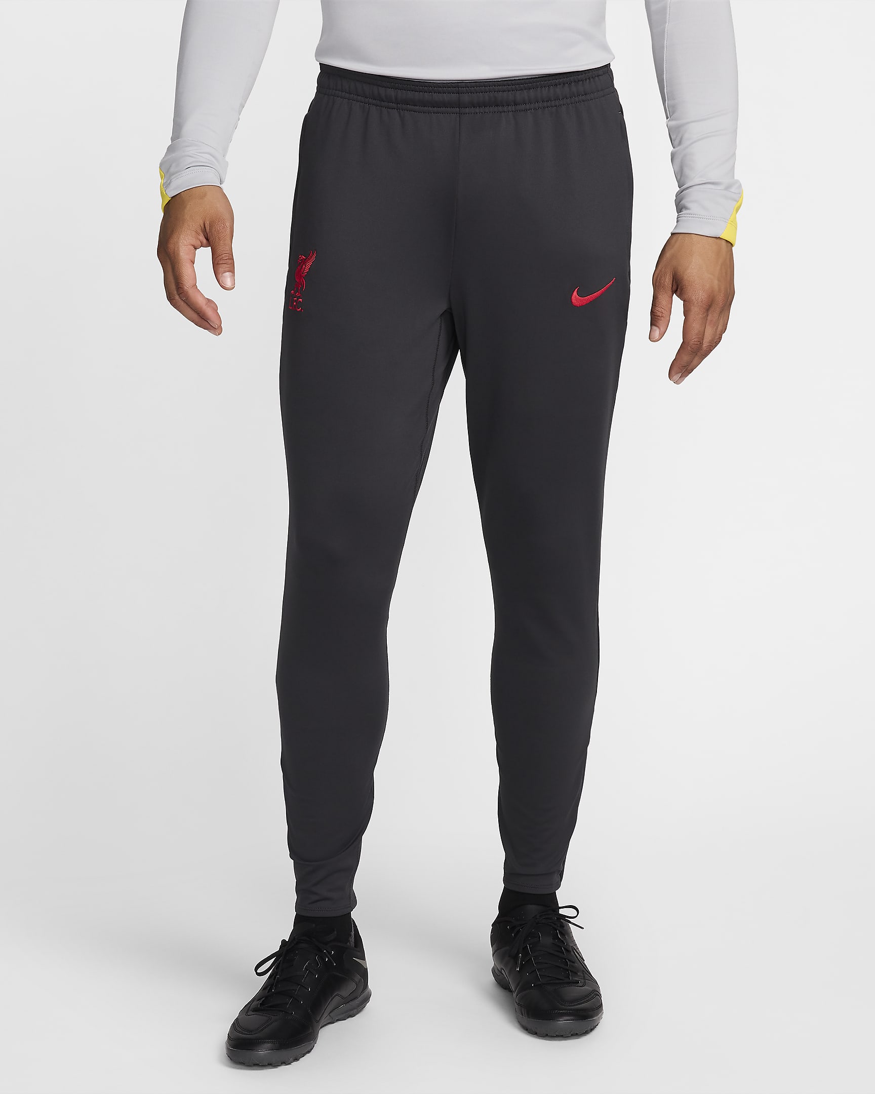 3e pantalon de foot Nike Dri-FIT Liverpool FC Strike pour homme - Dark Smoke Grey/Chrome Yellow/Global Red