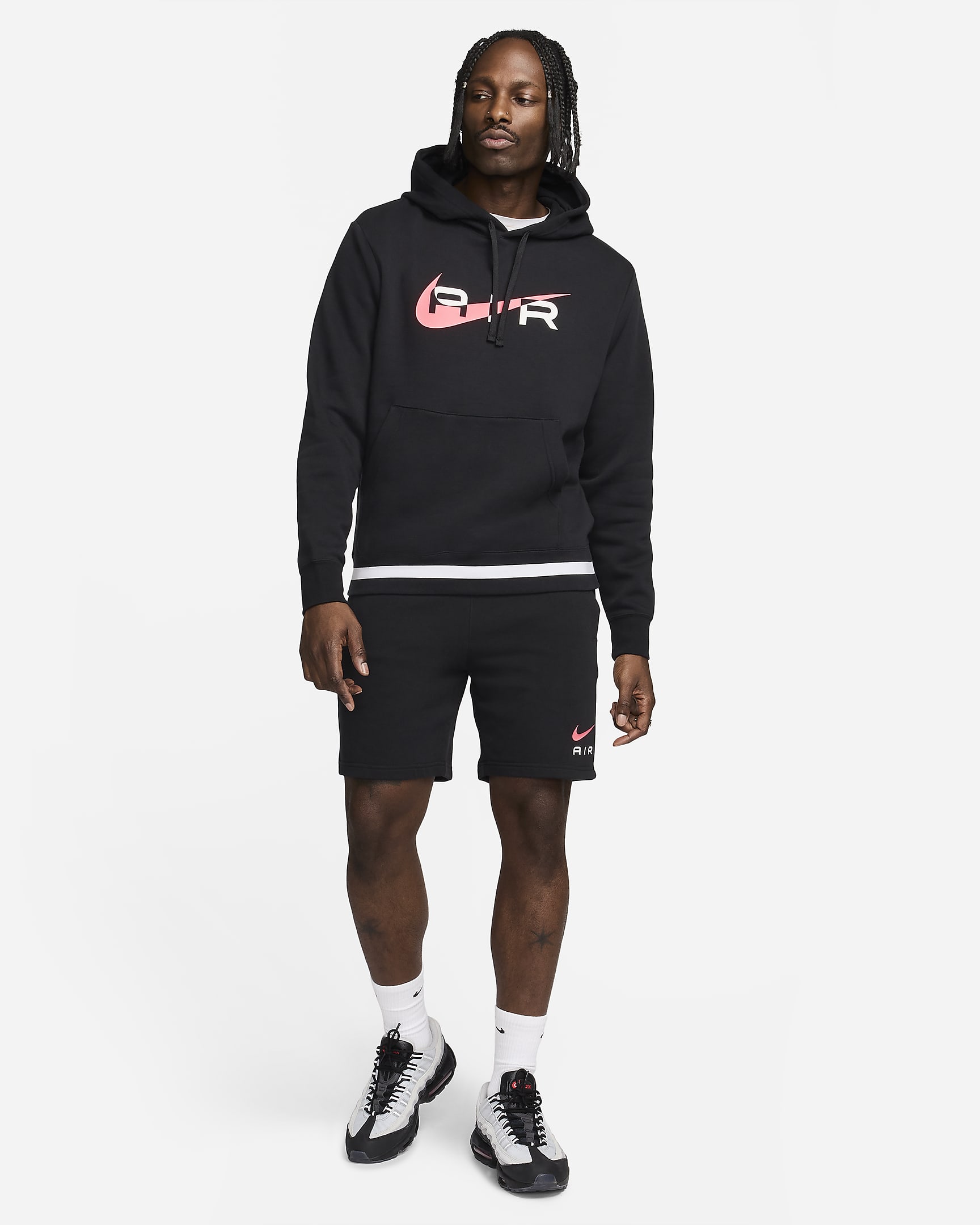 Nike Air frottéshorts til herre - Svart/Hvit