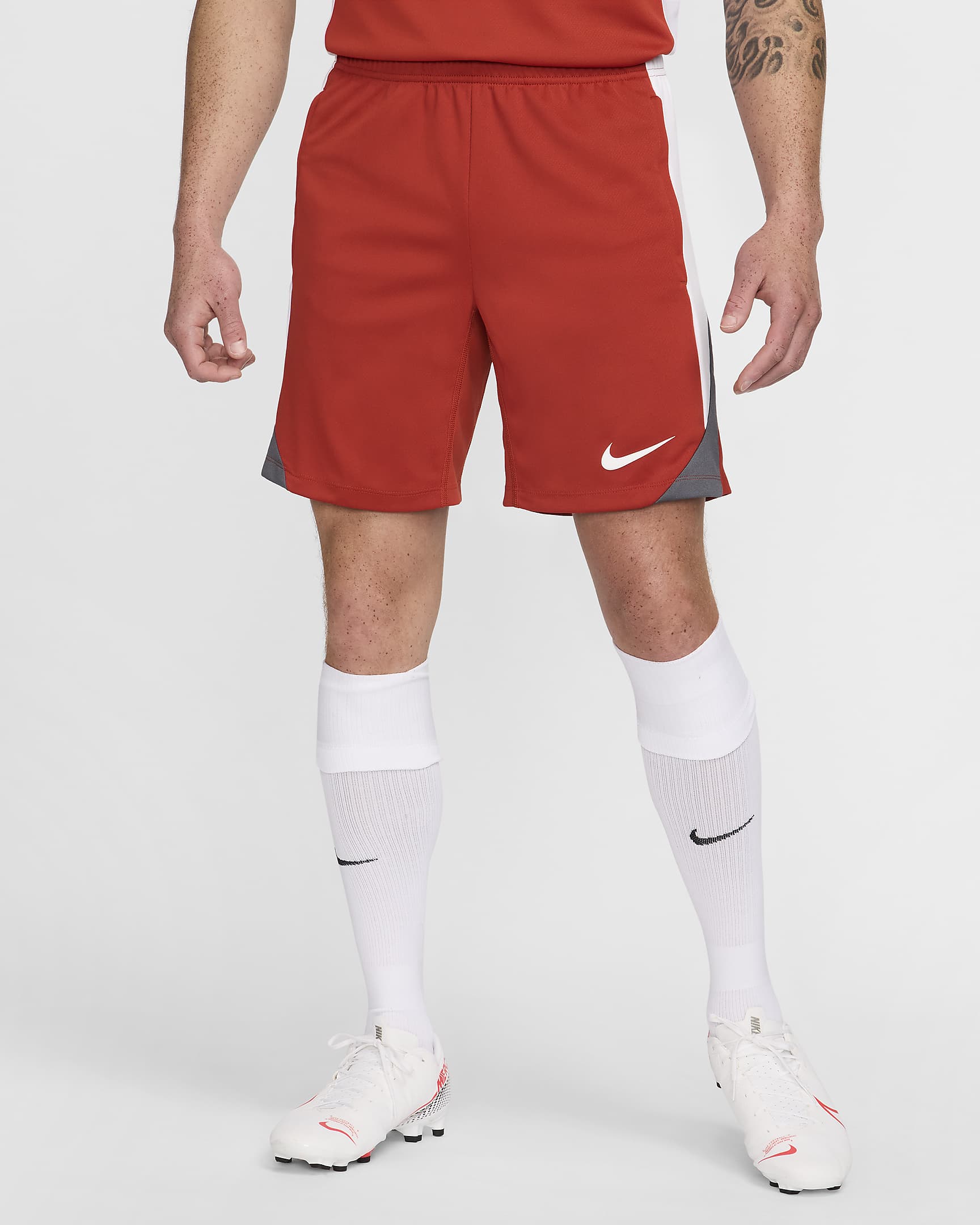 Short de foot Dri-FIT Nike Strike pour homme - Dragon Red/Blanc/Iron Grey/Blanc