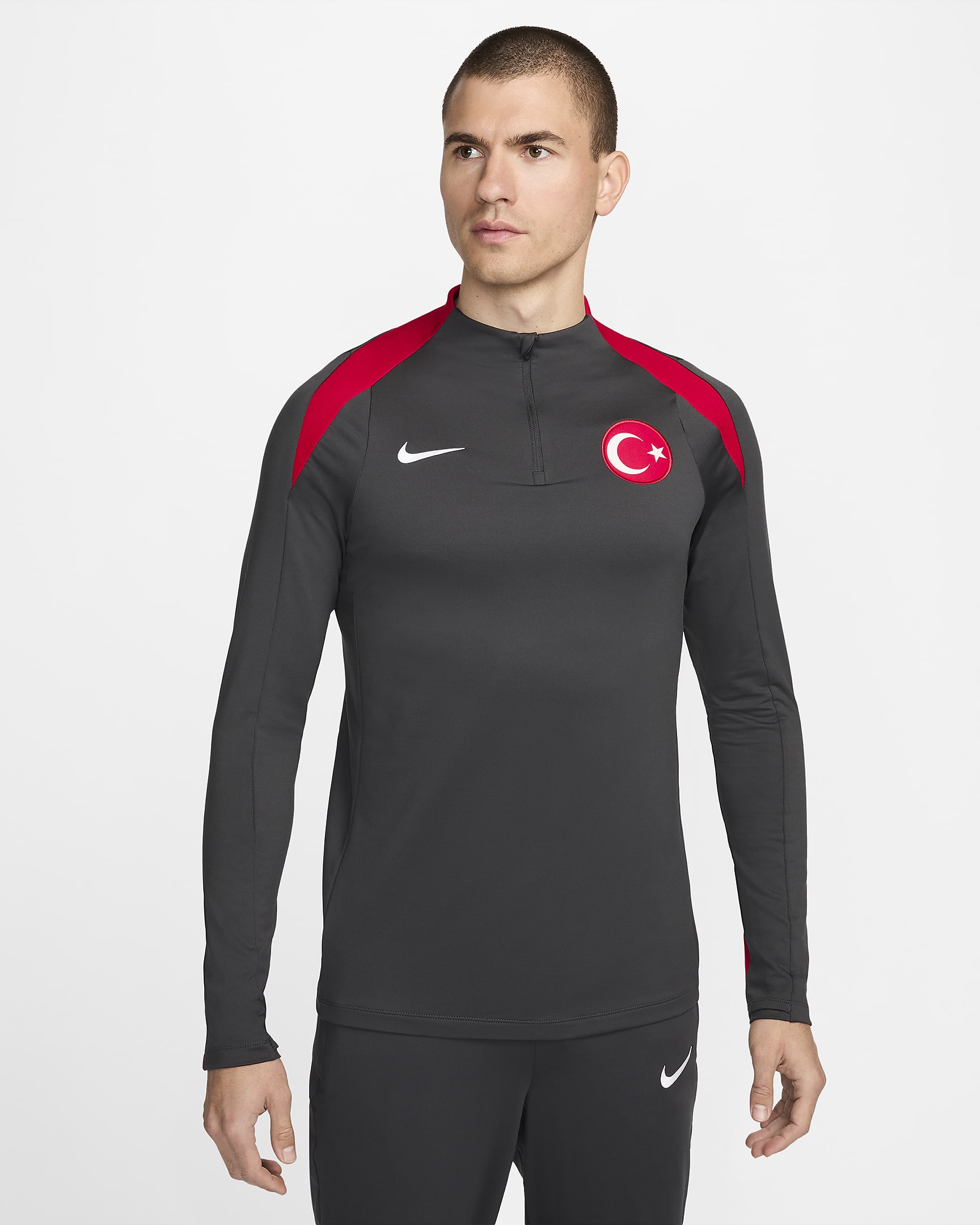 Haut d'entraînement de foot Nike Dri-FIT Turquie Strike pour homme - Anthracite/Sport Red/Blanc