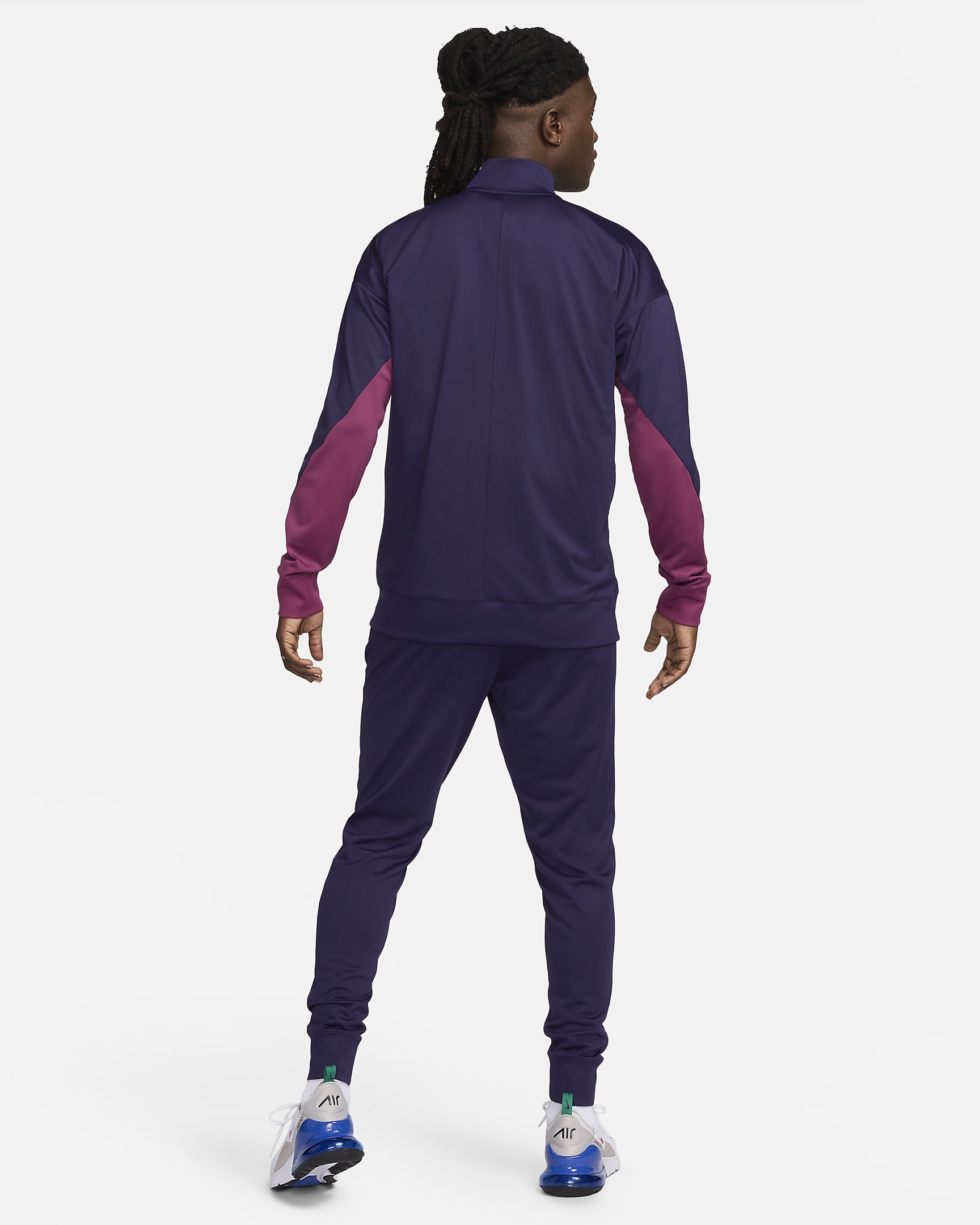 Męski dzianinowy dres piłkarski Nike Dri-FIT Anglia Strike - Purple Ink/Rosewood/Biel