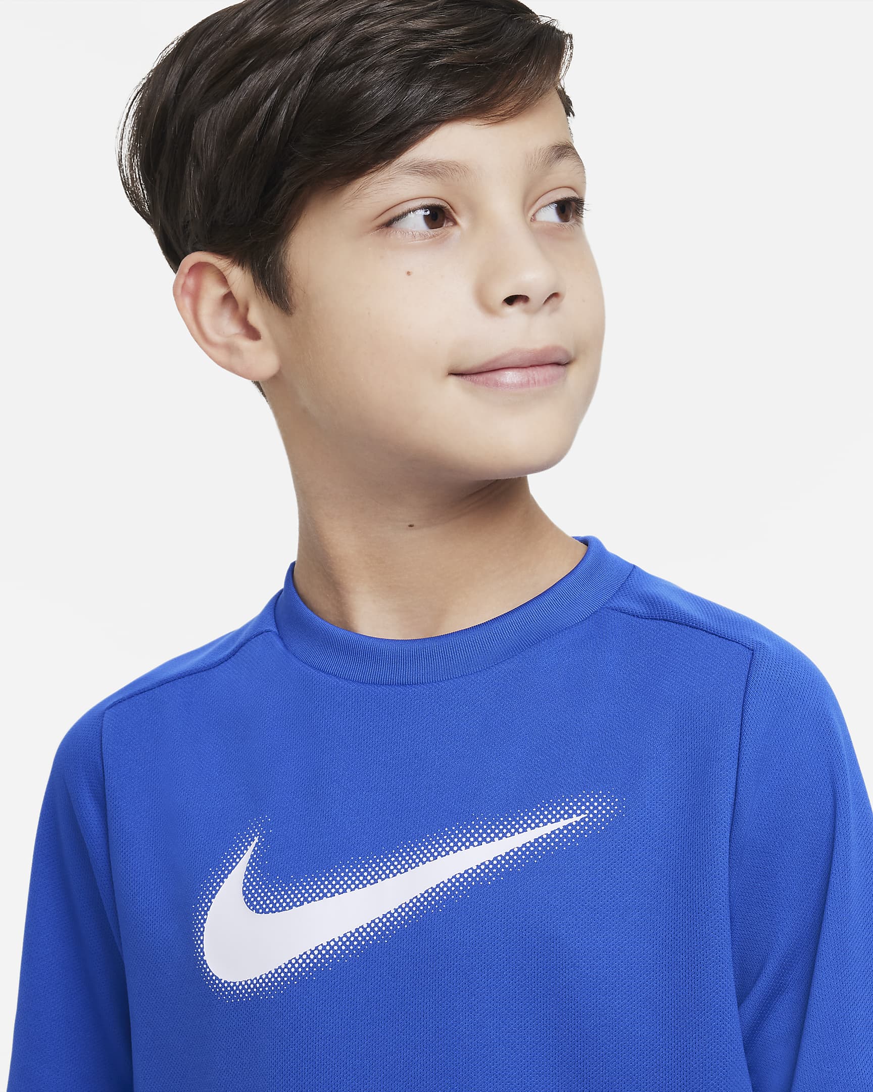 Nike Multi Older Kids' (Boys') Dri-FIT Graphic Training Top - Game Royal/White