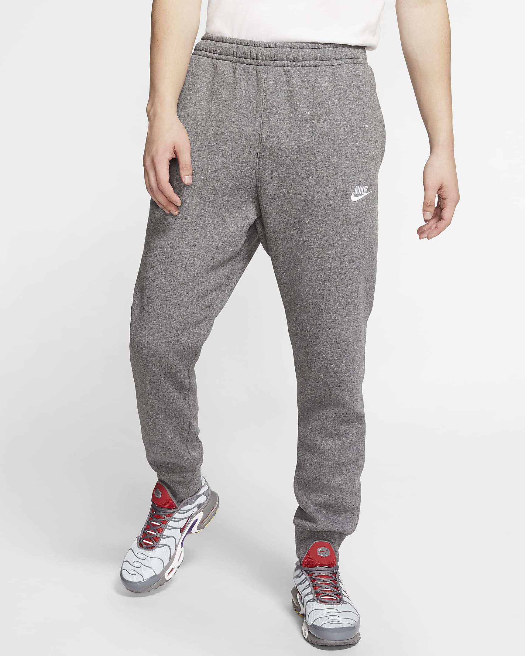 Nike Sportswear Club Fleece Joggers - Charcoal Heather/Anthracite/White